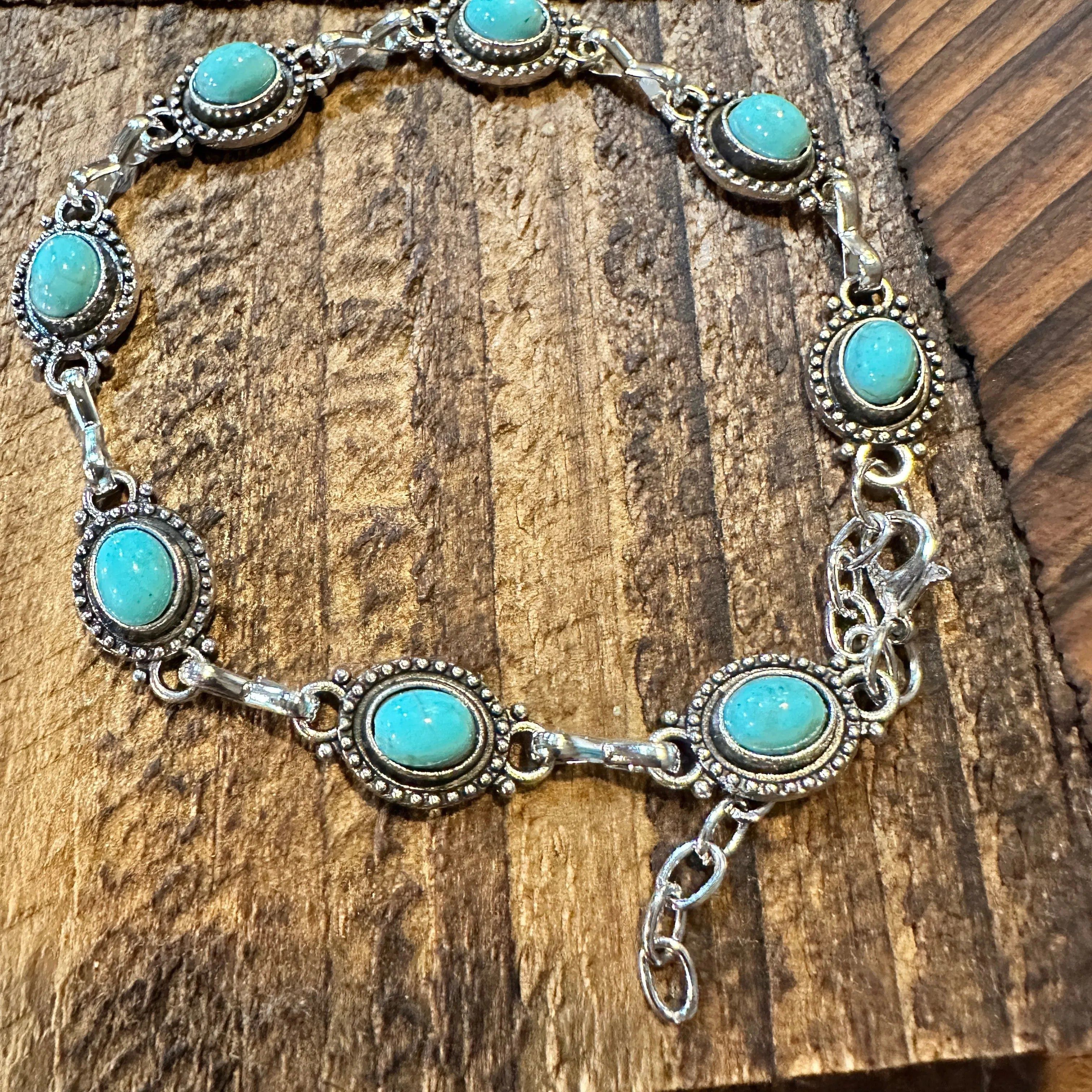 Other Handcrafted Boho Western Chic Turquoise Stone Link Bracelet, Size ONE SIZE - 2 Thumbnail