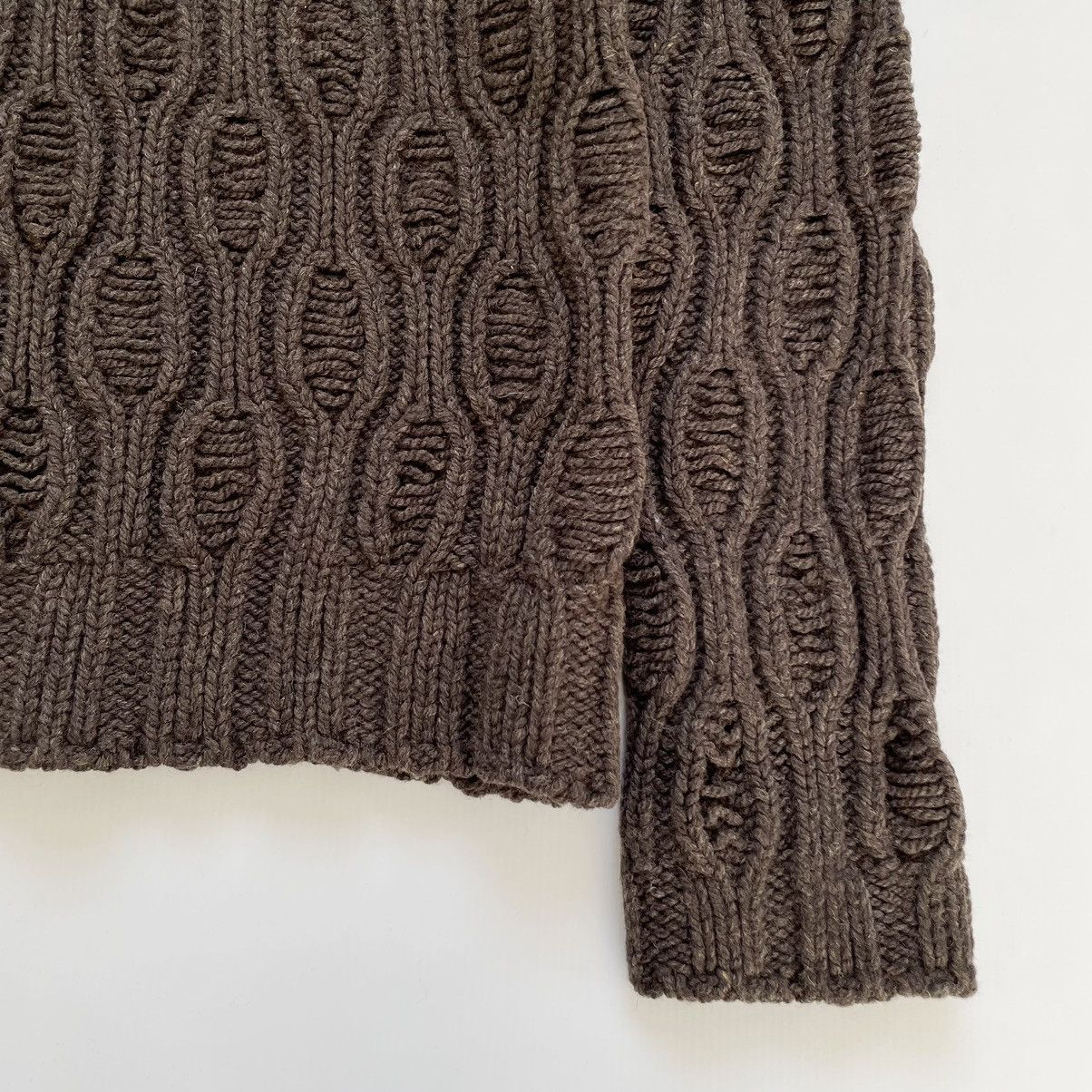 Dries Van Noten 3D Patterned Brown Wool Sweater Size US XL / EU 56 / 4 - 7 Thumbnail