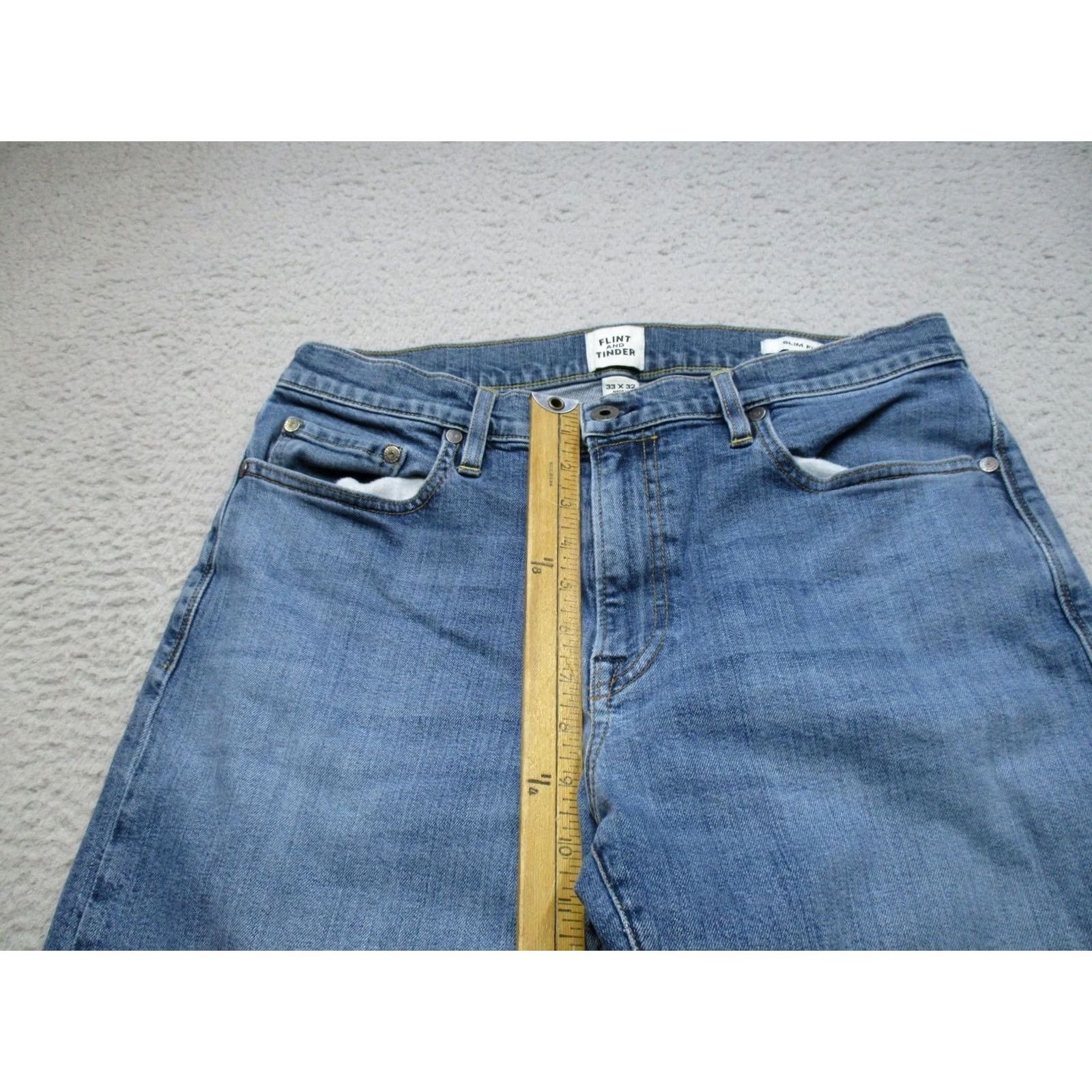 Flint And Tinder Flint and Tinder Jeans Mens 33x32 Blue Medium Wash Slim Straight Stretch Denim Shirt? Size US 33 - 5 Thumbnail