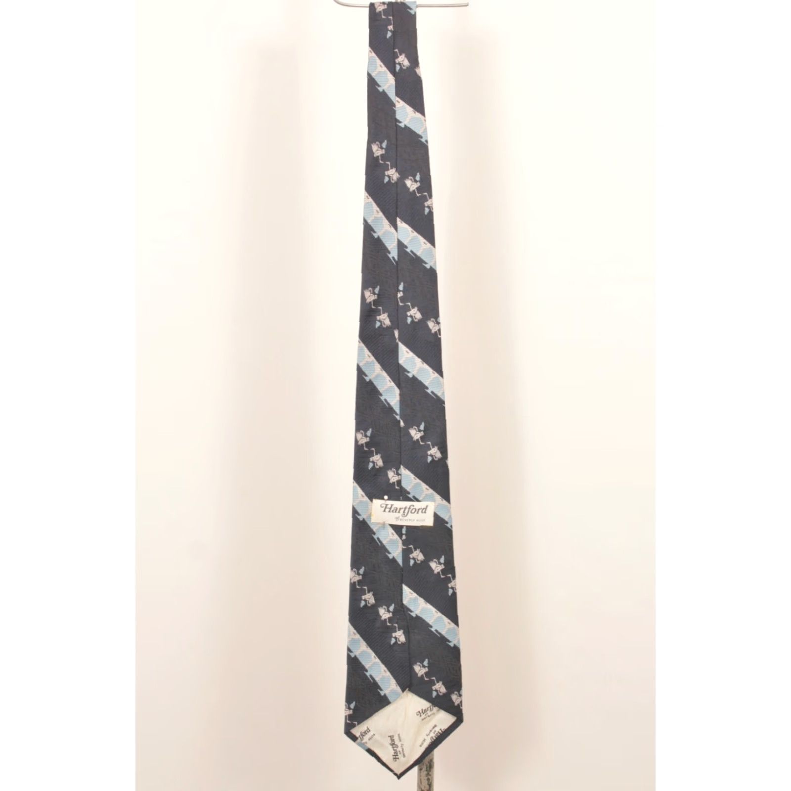 Hartford VTG Hartford 70s Tie Neck Tie Men Blue Horse Abstract Striped Long 55" Nylon NOS Modern Size ONE SIZE - 5 Thumbnail