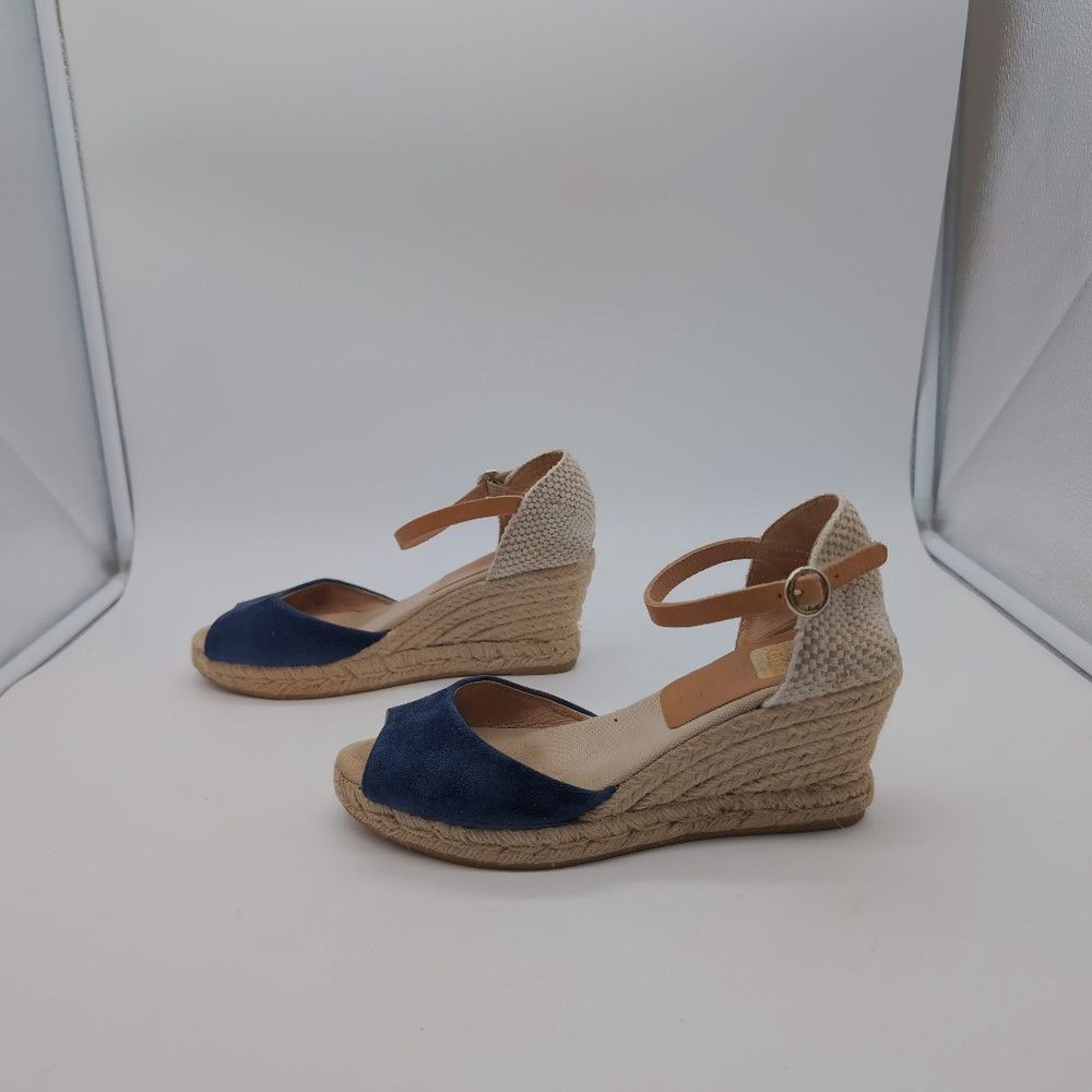 Designer Kanna Spain Espadrilles Sz 7.5 Elegant Blue Wedge Sandals Size US 7.5 / IT 37.5 - 4 Thumbnail