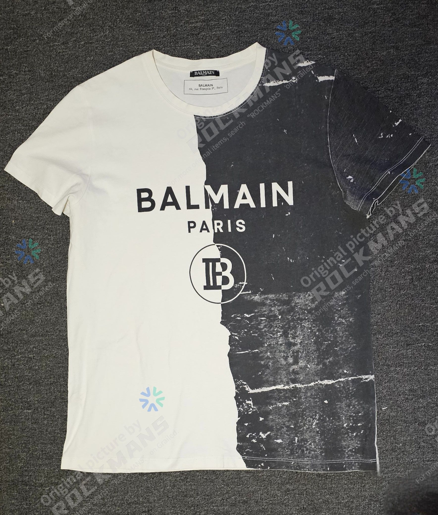 Balmain Two-tone Logo Print T-shirt Size XL