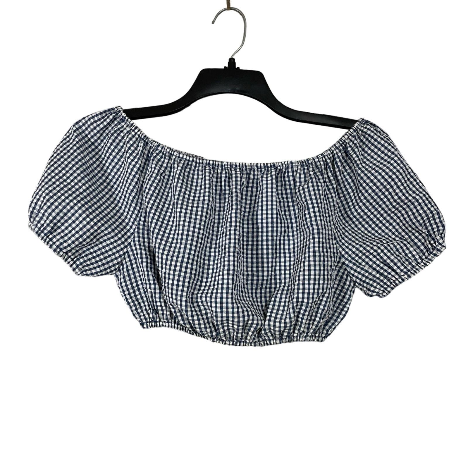 Asos Asos Gingham Crop Puff Sleeve Peasant Top - Size 2 - Retro Size XS / US 0-2 / IT 36-38 - 1 Thumbnail