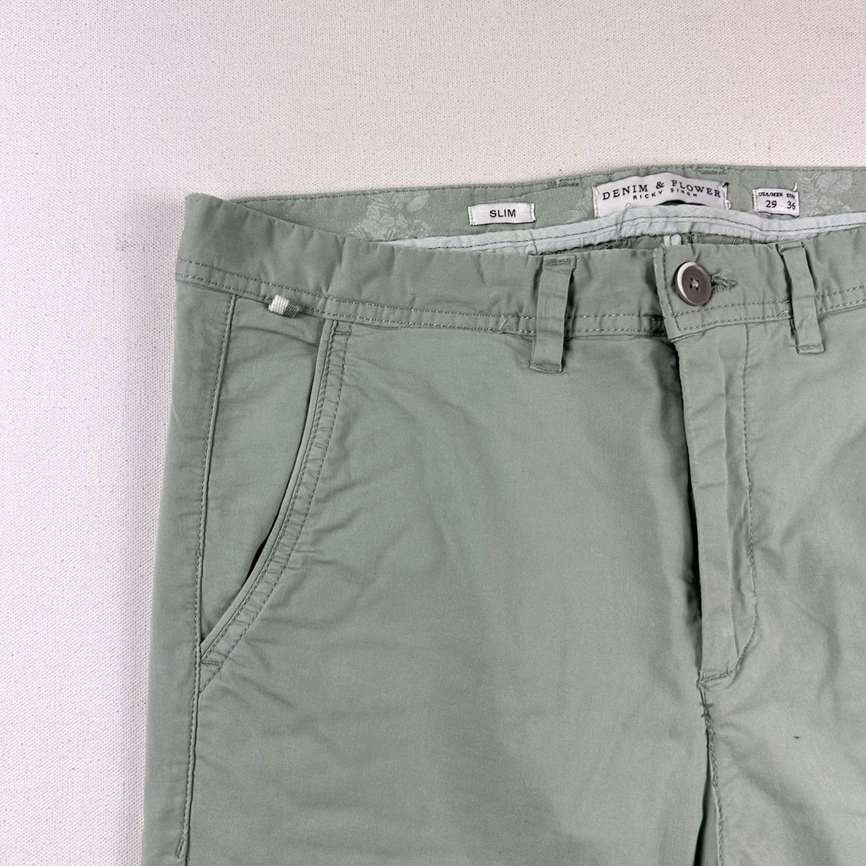 Denime Denim & Flower Ricky Singh Light Green Slim Chino Pants Mens 29 Size US 29 - 5 Thumbnail