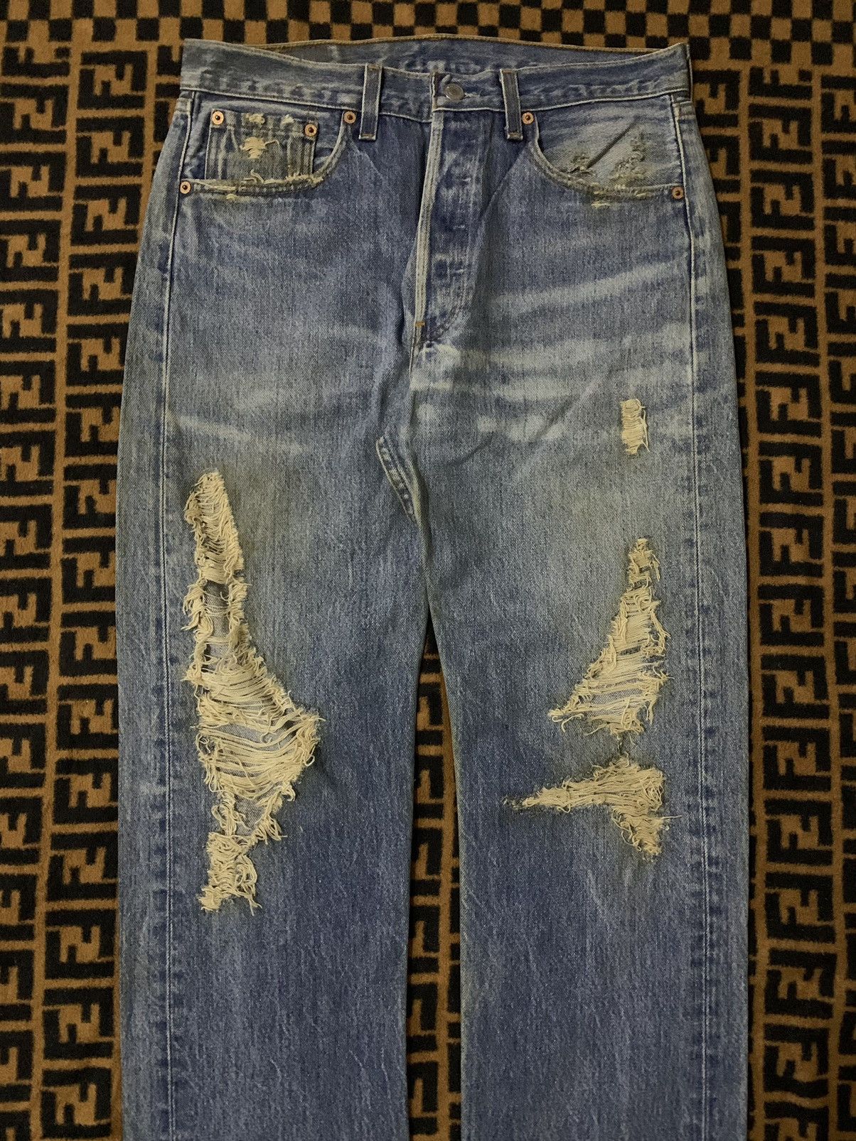 Levi's Vintage Clothing 💥Vintage 90s Levis 501xx Kurt Cobain Distressed Size US 31 - 2 Thumbnail