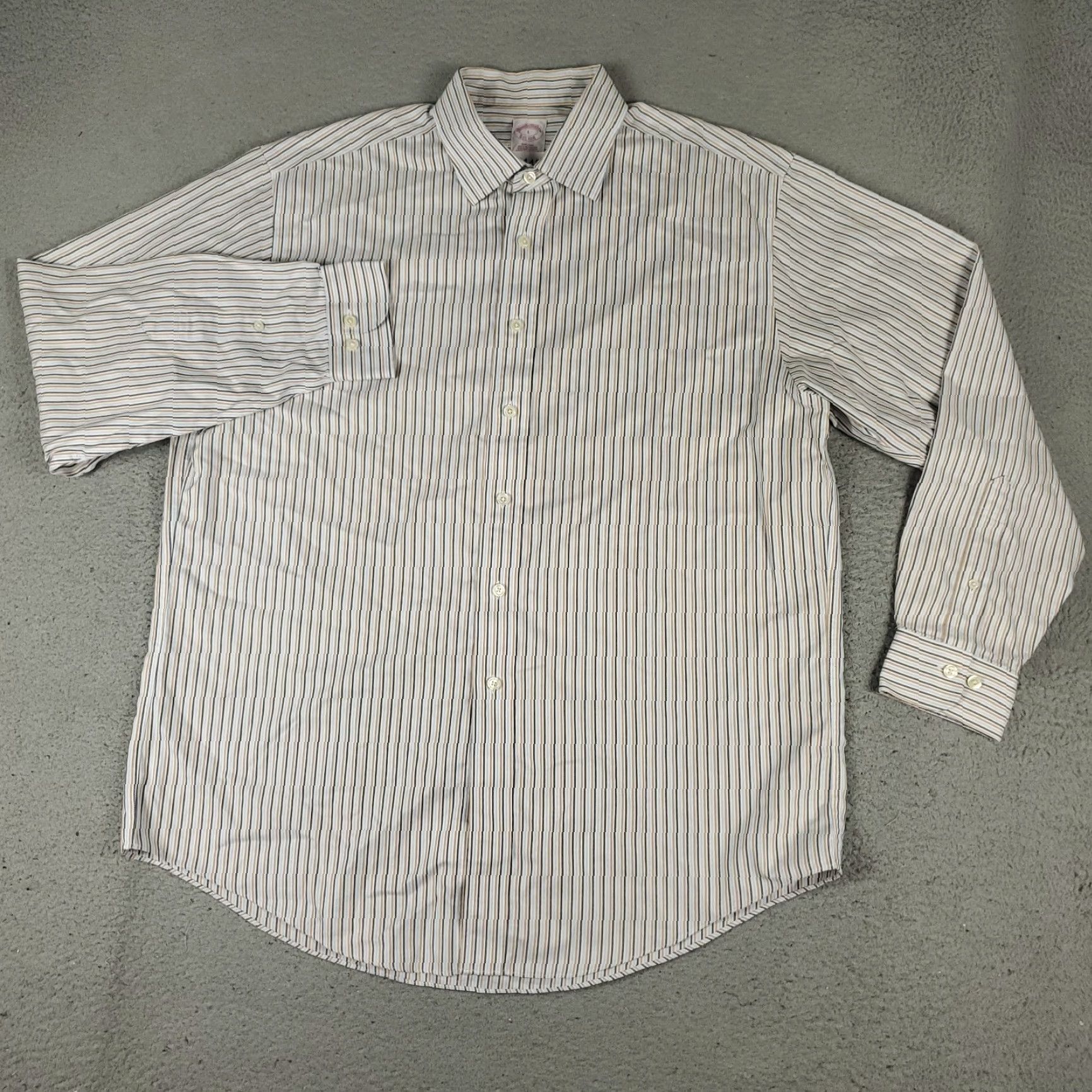 Brooks Brothers Brooks Brothers Shirt Large Blue Beige Striped Button Up Long Sleeve Casual Mens Size US L / EU 52-54 / 3 - 2 Thumbnail