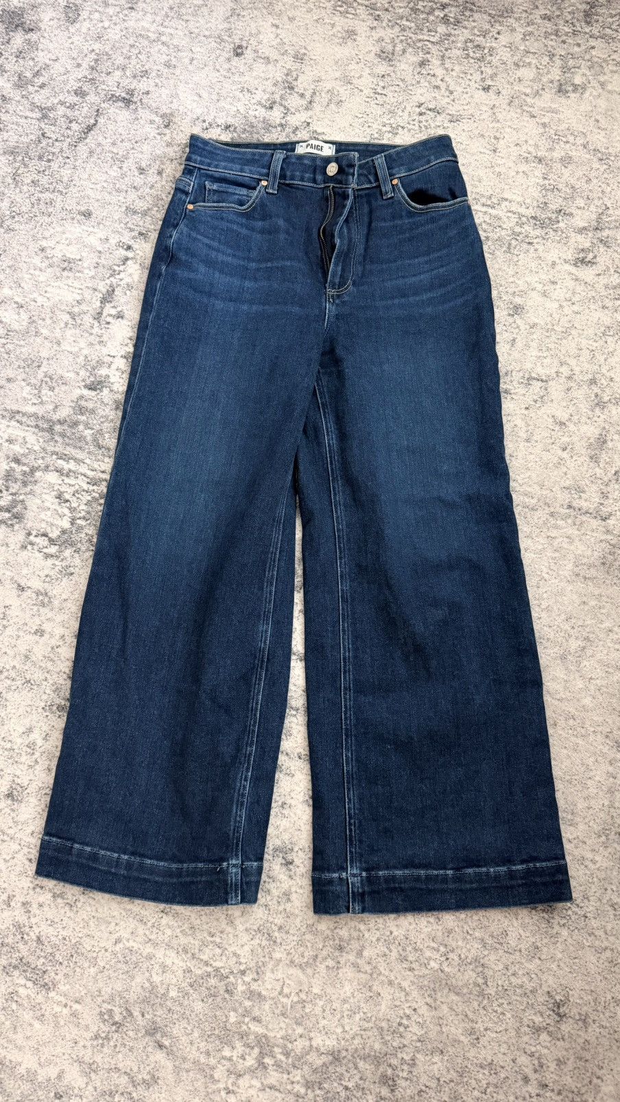 Paige PAIGE Anessa High-Rise Wide Leg Crop Jeans in Dark Indigo Size 28" / US 6 / IT 42 - 1 Thumbnail