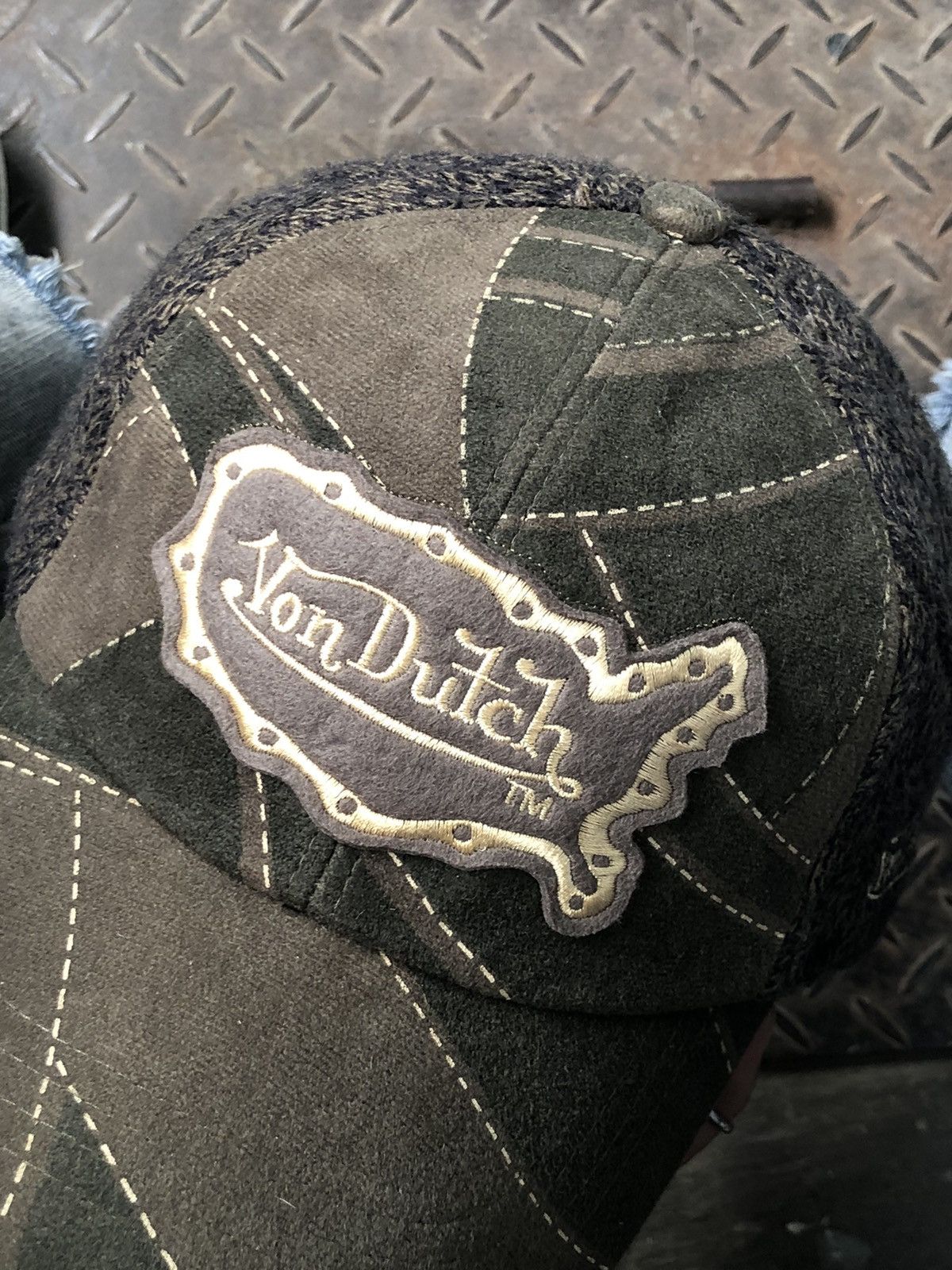 Vintage 🚫 SOLD 🚫 Von Dutch Sport Pattern Suede Wool Hat Rare Size ONE SIZE - 3 Thumbnail