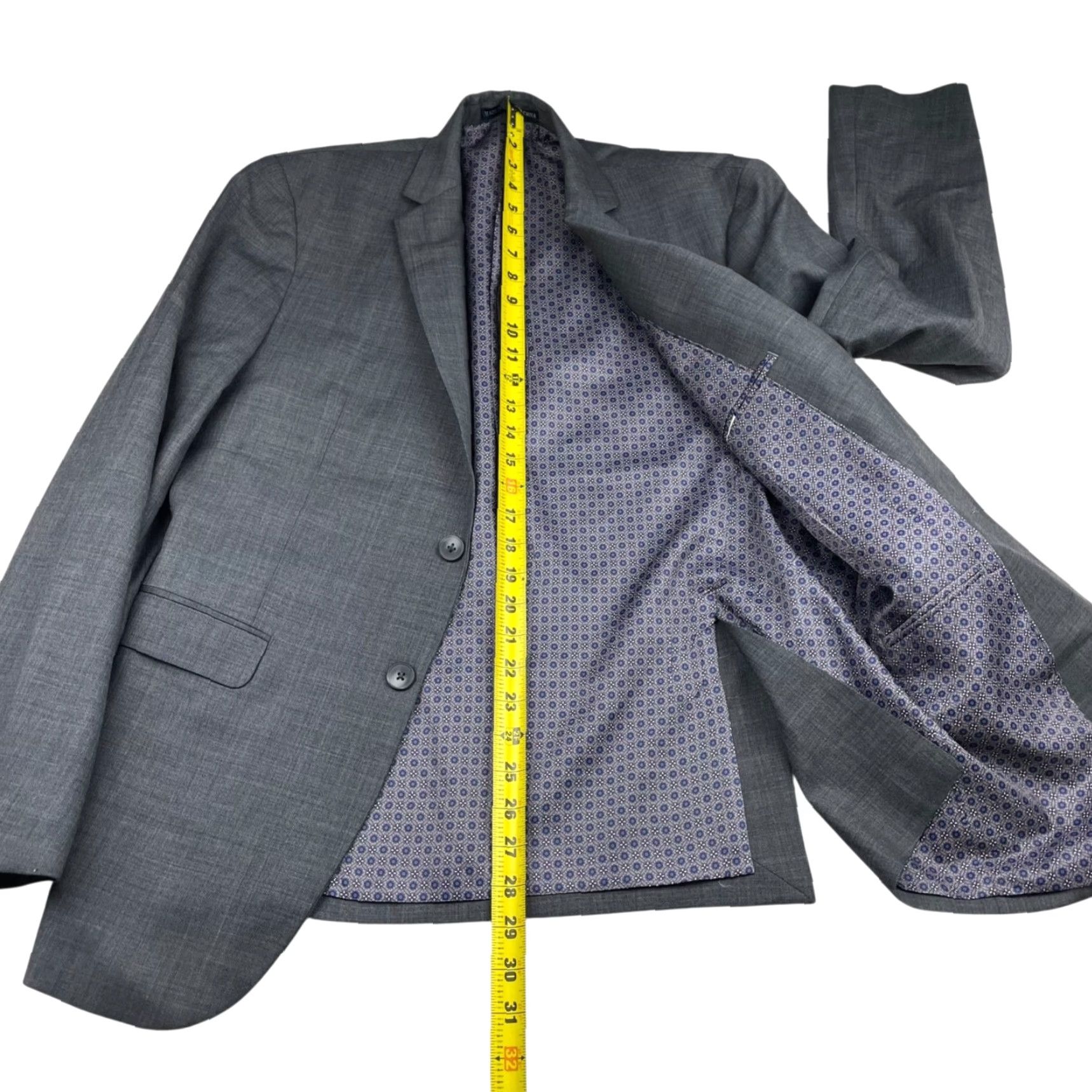 Vintage Penguin Blazer Jacket Gray 2-Button Single-Breasted Wool/Polyester Stretch 40R Mens Jacket Regular Notch Lapel Vintage No Size 40R - 7 Thumbnail