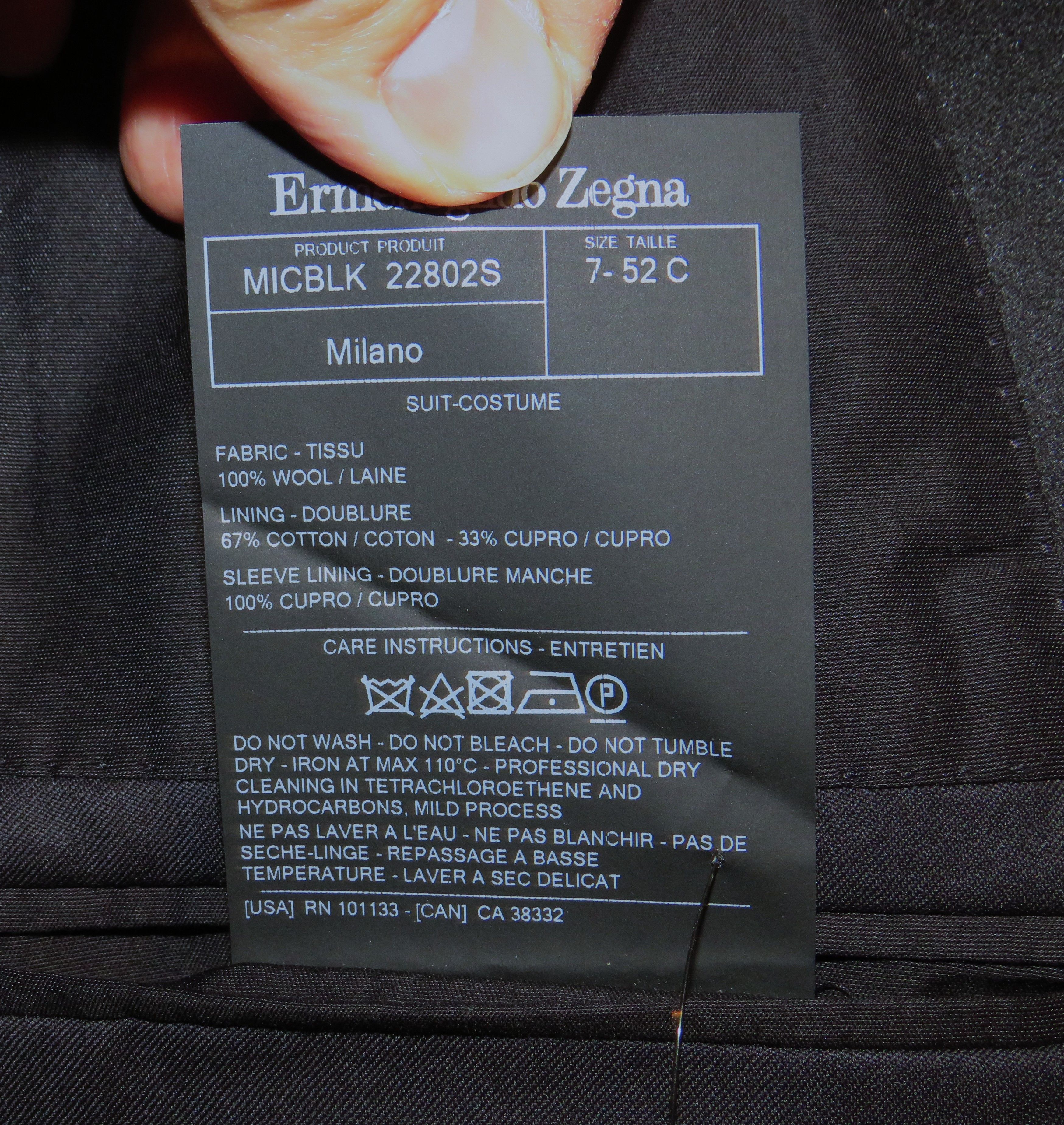 Ermenegildo Zegna Micronsphere Current Solid Black One Button Tuxedo 42S Size 42S - 16 Thumbnail