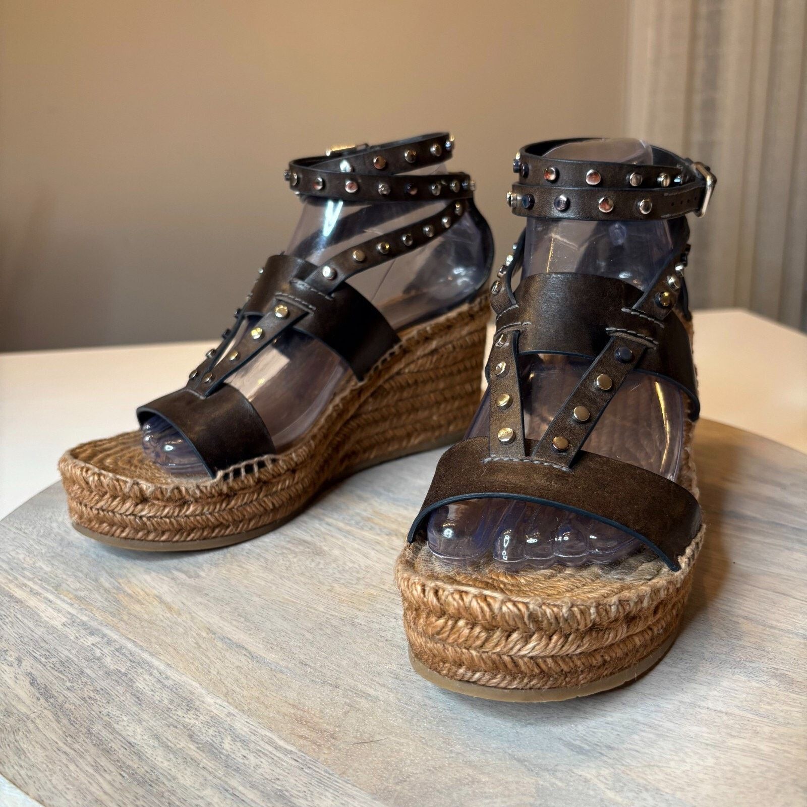 Jimmy Choo Jimmy Choo Raffia Stud Danica Wedge Sandals US Size 8 EU 38 Size US 8 / IT 38 - 1 Thumbnail