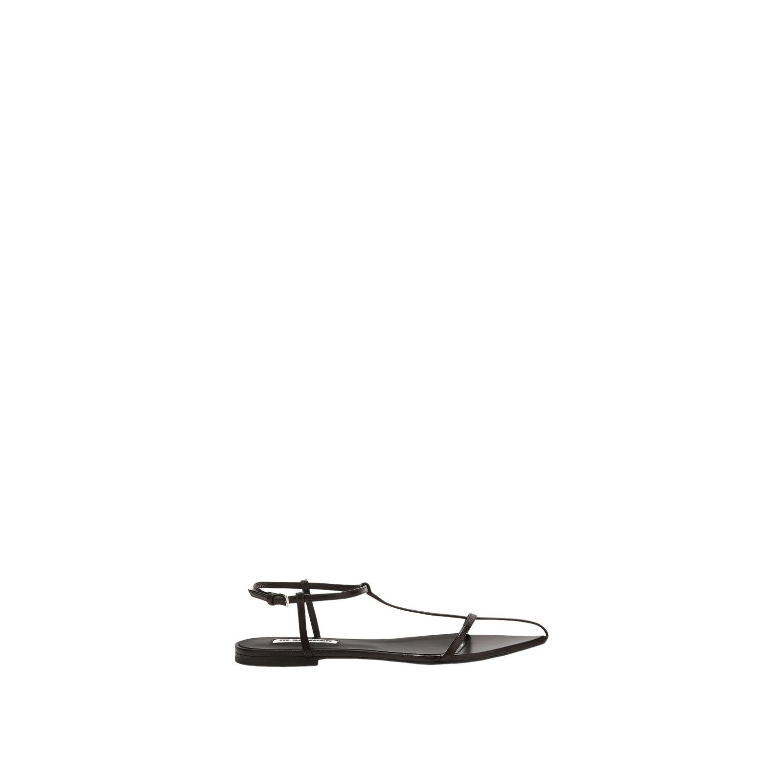 JIL SANDER $790 Black Leather Pointed-Toe Flat Sandals New A