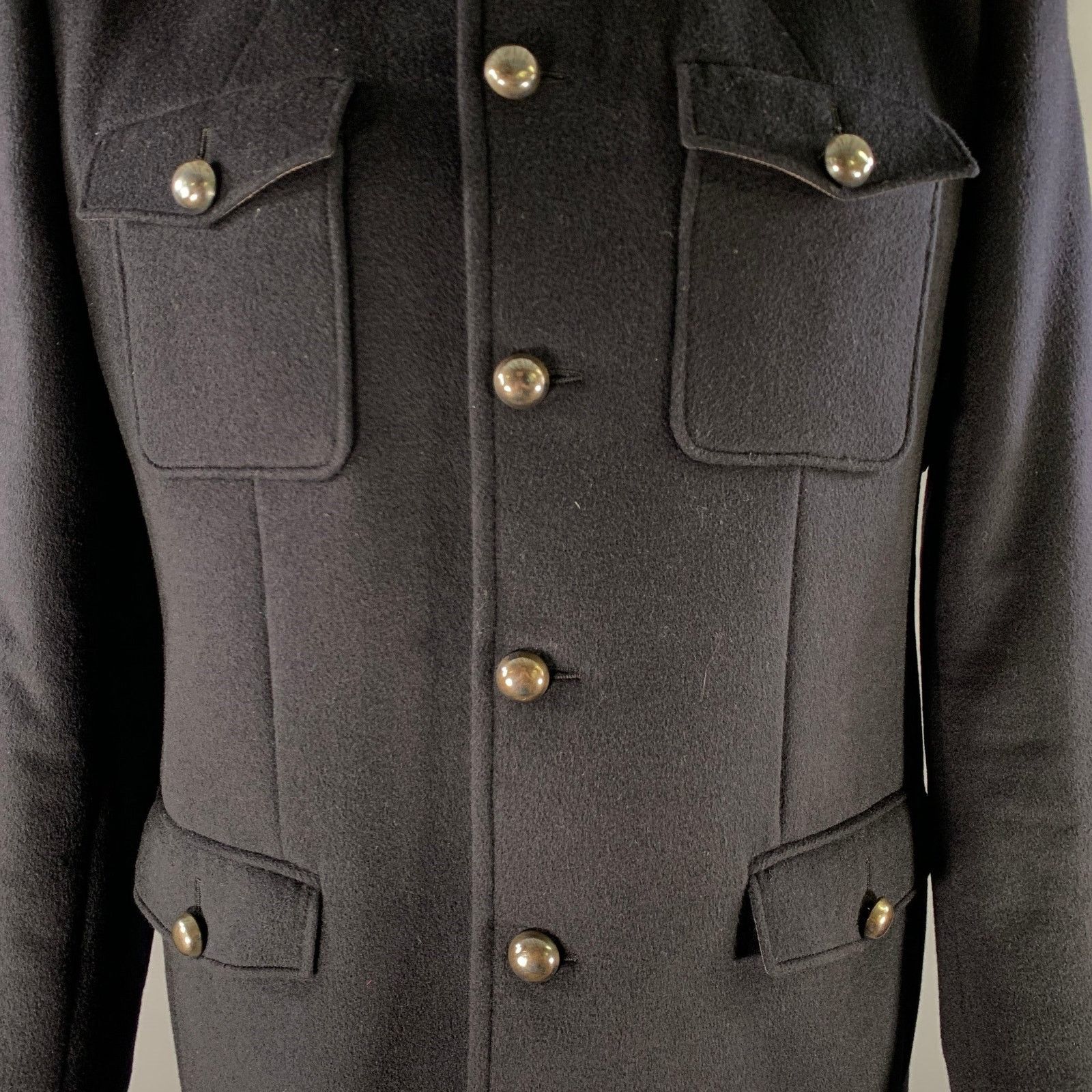 Marc Jacobs MARC JACOBS Size XXL Navy Cashmere Military Coat Size US XXL / EU 58 / 5 - 5 Thumbnail