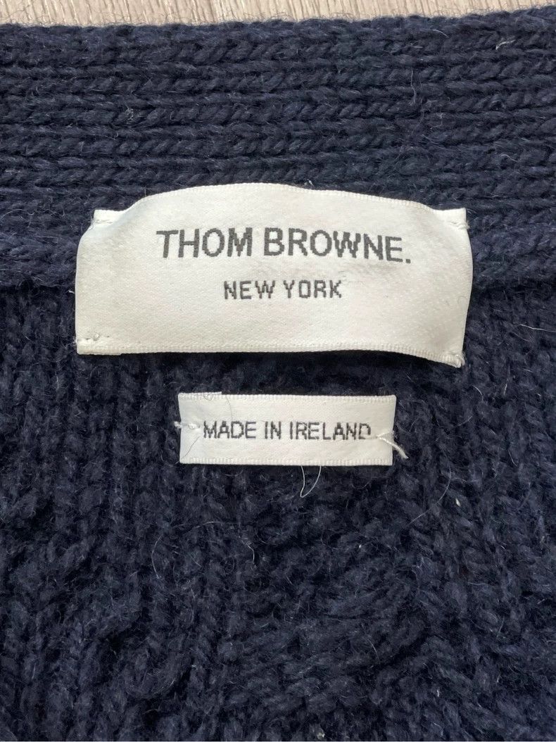 Thom Browne Thom browne Dark blue four-striped thick wool cardigan jac Size US XL / EU 56 / 4 - 5 Thumbnail