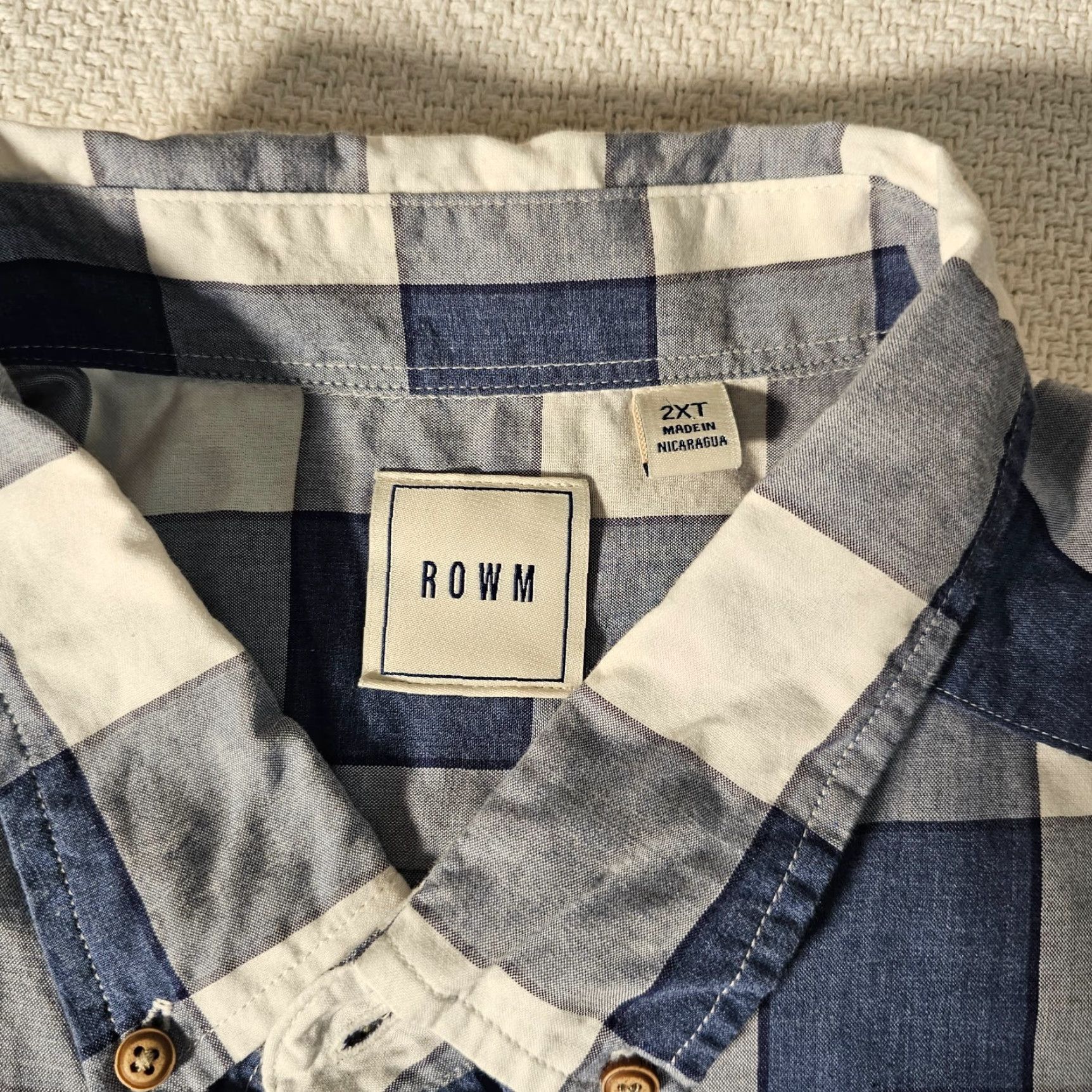 Vintage Rowm Button-Up Shirt 2XT Blue Check Pocket Stretch Short Sleeve Mens Regular Tall Collared Shirt Size US XXL / EU 58 / 5 - 2 Thumbnail