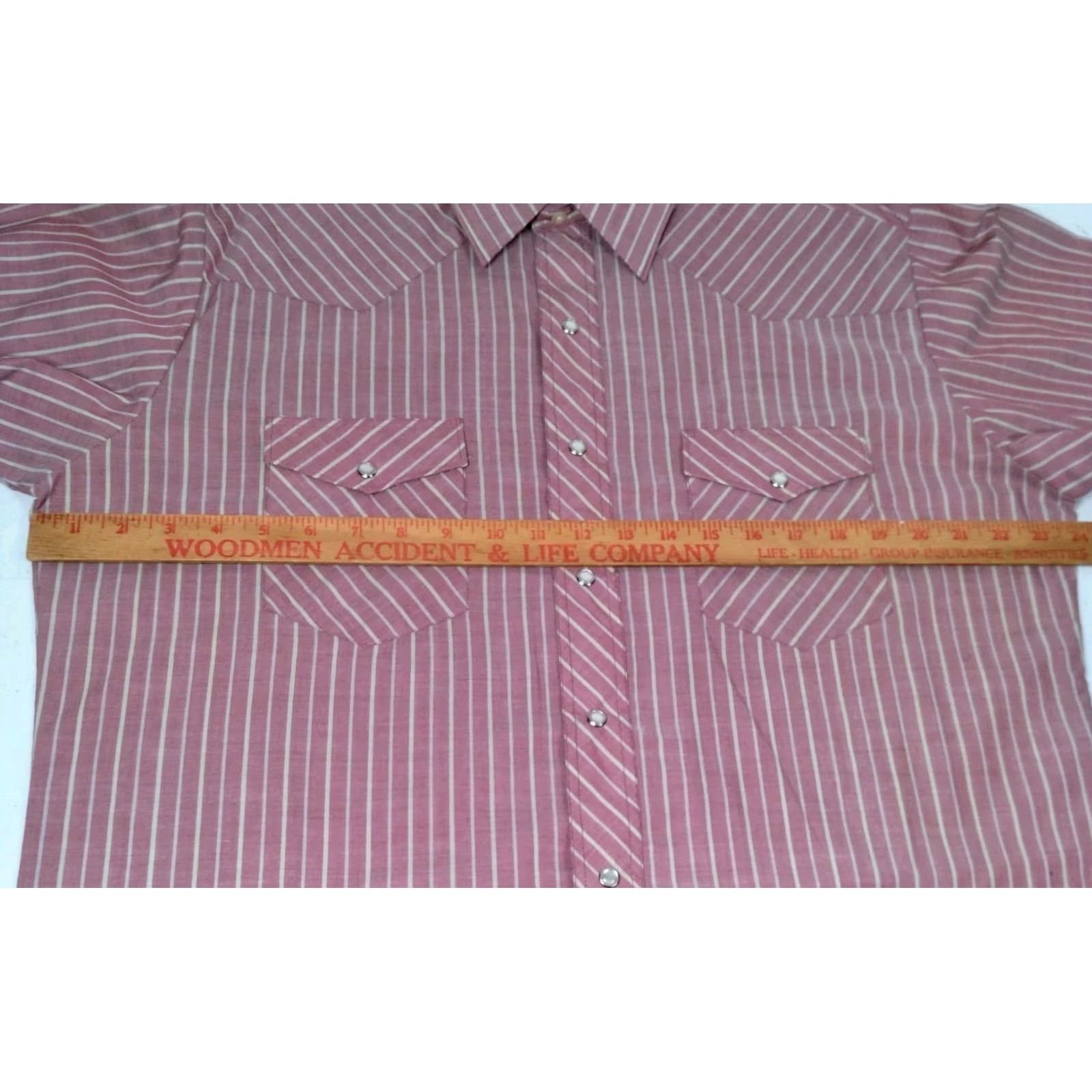 Wrangler Wrangler Western Shirt Maroon Beige Stripe Pearl Snap Ranch Size 16-16 1/2 Men Size US L / EU 52-54 / 3 - 5 Thumbnail