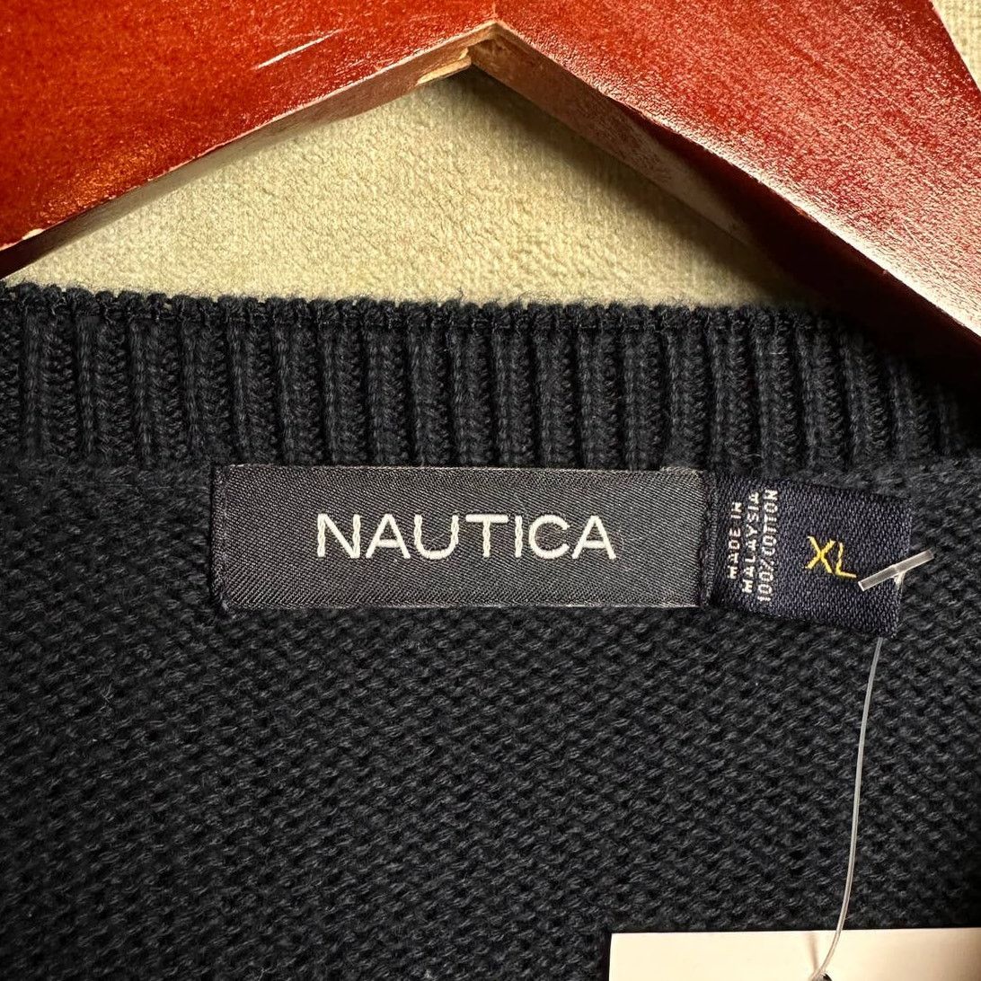Nautica × Vintage Vintage 90s Nautica Sweater Sz XL Navy Blue Pullover Logo Size US XL / EU 56 / 4 - 6 Thumbnail