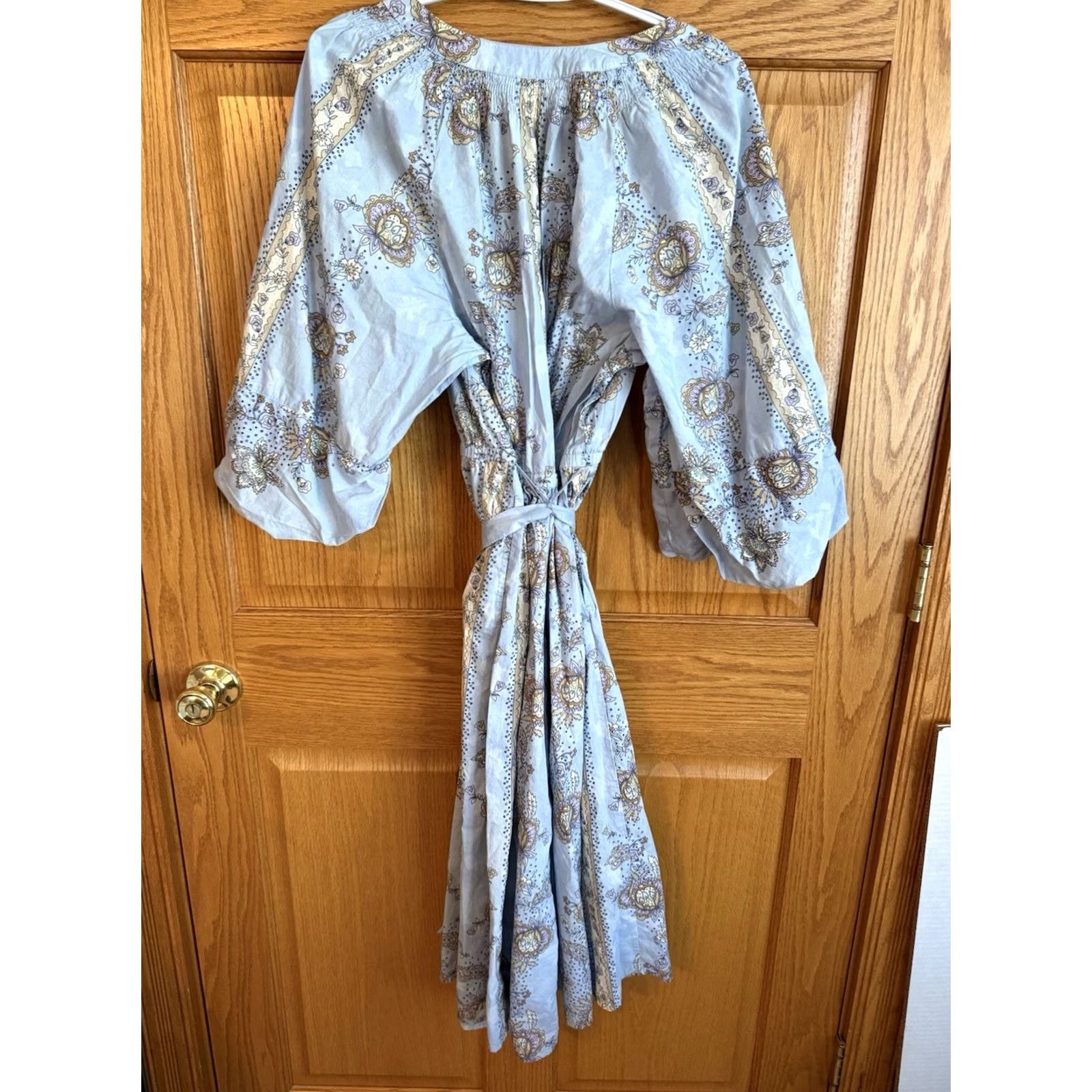 Vintage Lane Bryant Dress Floral Delicate Wrap Tie Midi Puff Sleeve Women 16 Blue Size XXL / US 16-18 / IT 52-54 - 2 Thumbnail