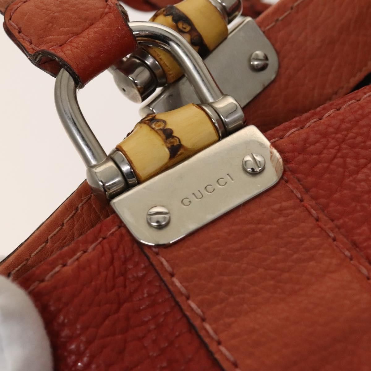 Gucci GUCCI Bamboo Tote Bag Leather Orange Gold Size ONE SIZE - 14 Thumbnail