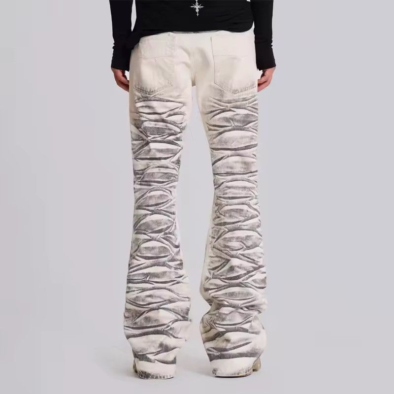 Jean Y2k Streetwear Flared Retro Hip Hop Designer Jeans Size US 37 - 2 Thumbnail