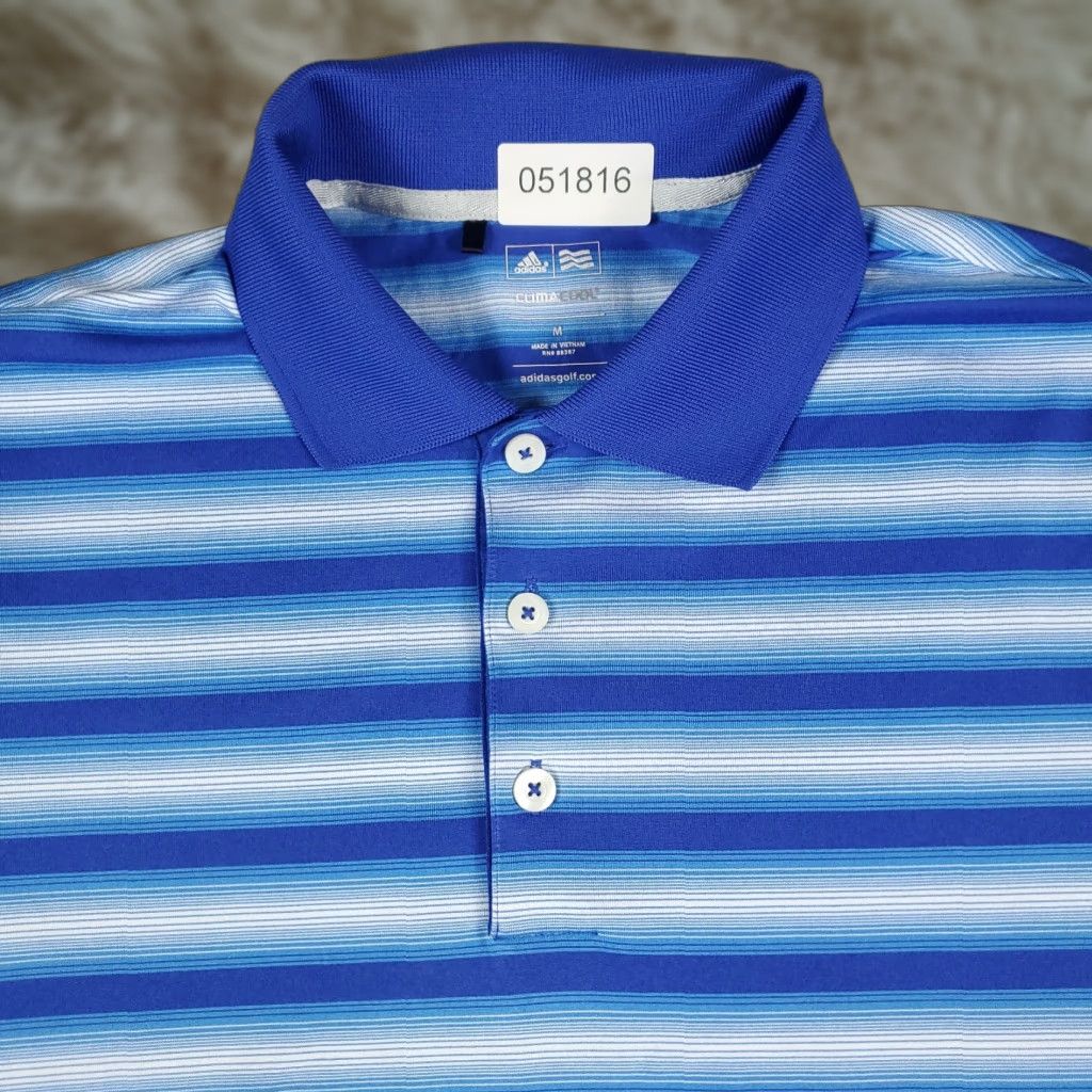 Adidas Adidas Polo Shirt Mens Size M Blue Striped Casual Short Sleeve Polo Shirt Mens Blue Striped Adidas Polo Shirt Size US M / EU 48-50 / 2 - 1 Thumbnail