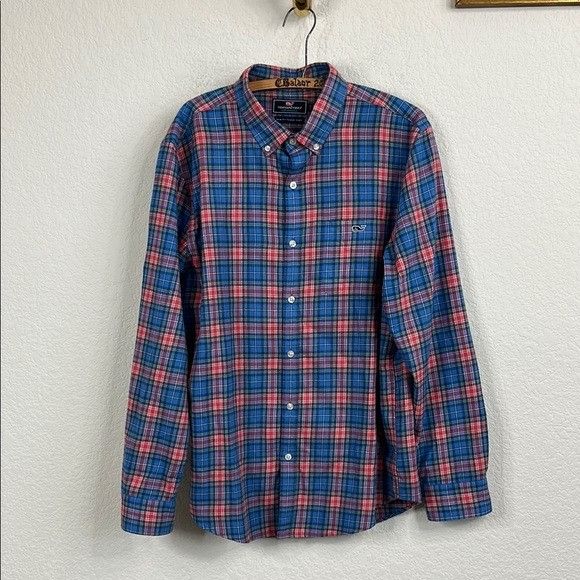 Vineyard Vines Vineyard Vines Performance Slim Fit Tucker Blue and Pink Pla Size US L / EU 52-54 / 3 - 2 Thumbnail