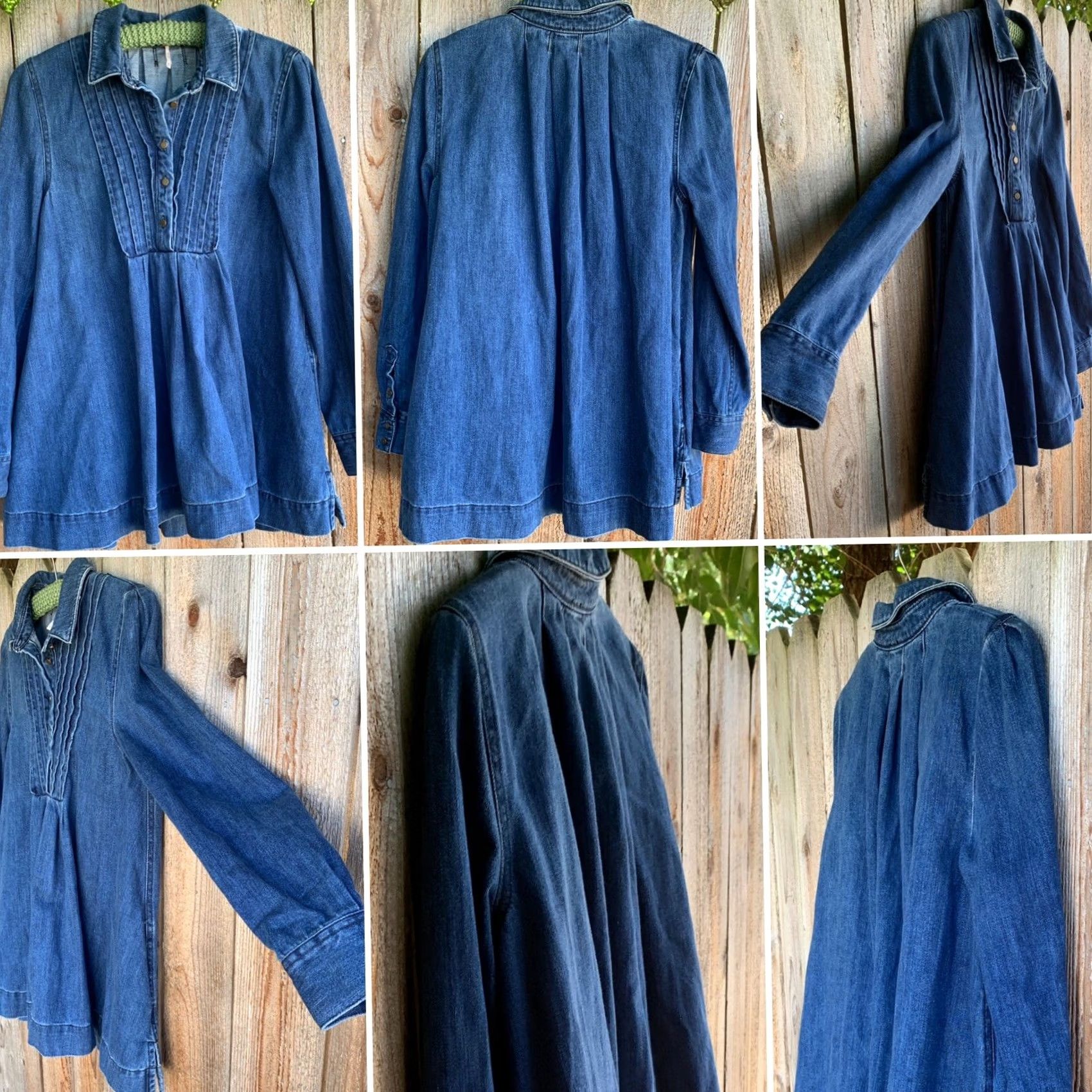 Free People Free People Denim Top Blouse XS Women Pullover Long Sleeve Blue Hippie Boho Shirt Size XS / US 0-2 / IT 36-38 - 5 Thumbnail