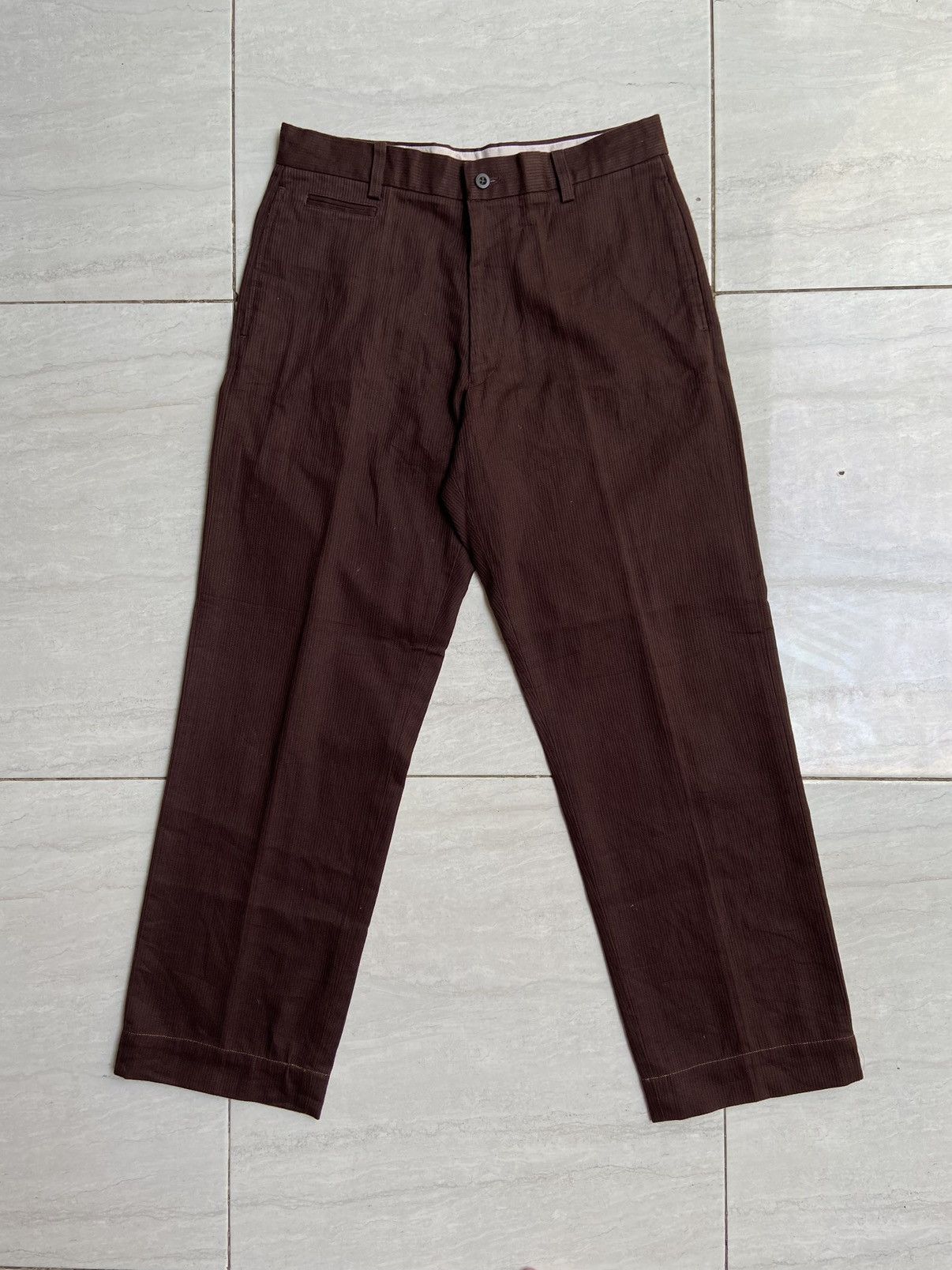 image of A.a.r Yohji Yamamoto Striped Brown Long Pants, Men's (Size 31)