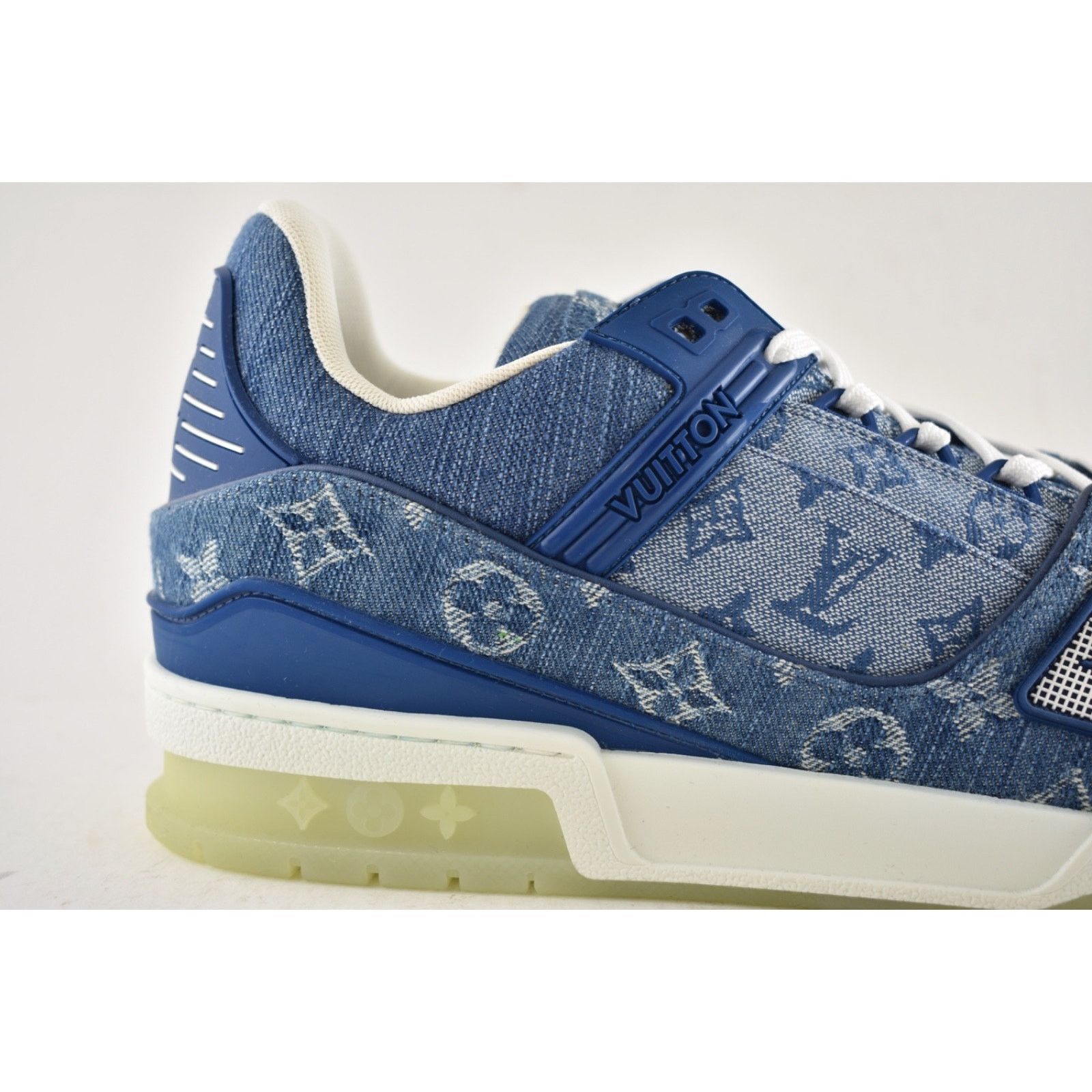 Louis Vuitton Louis Vuitton Blue Denim Monogram LV Logo Low Top Trainer Size US 10 / EU 43 - 4 Thumbnail