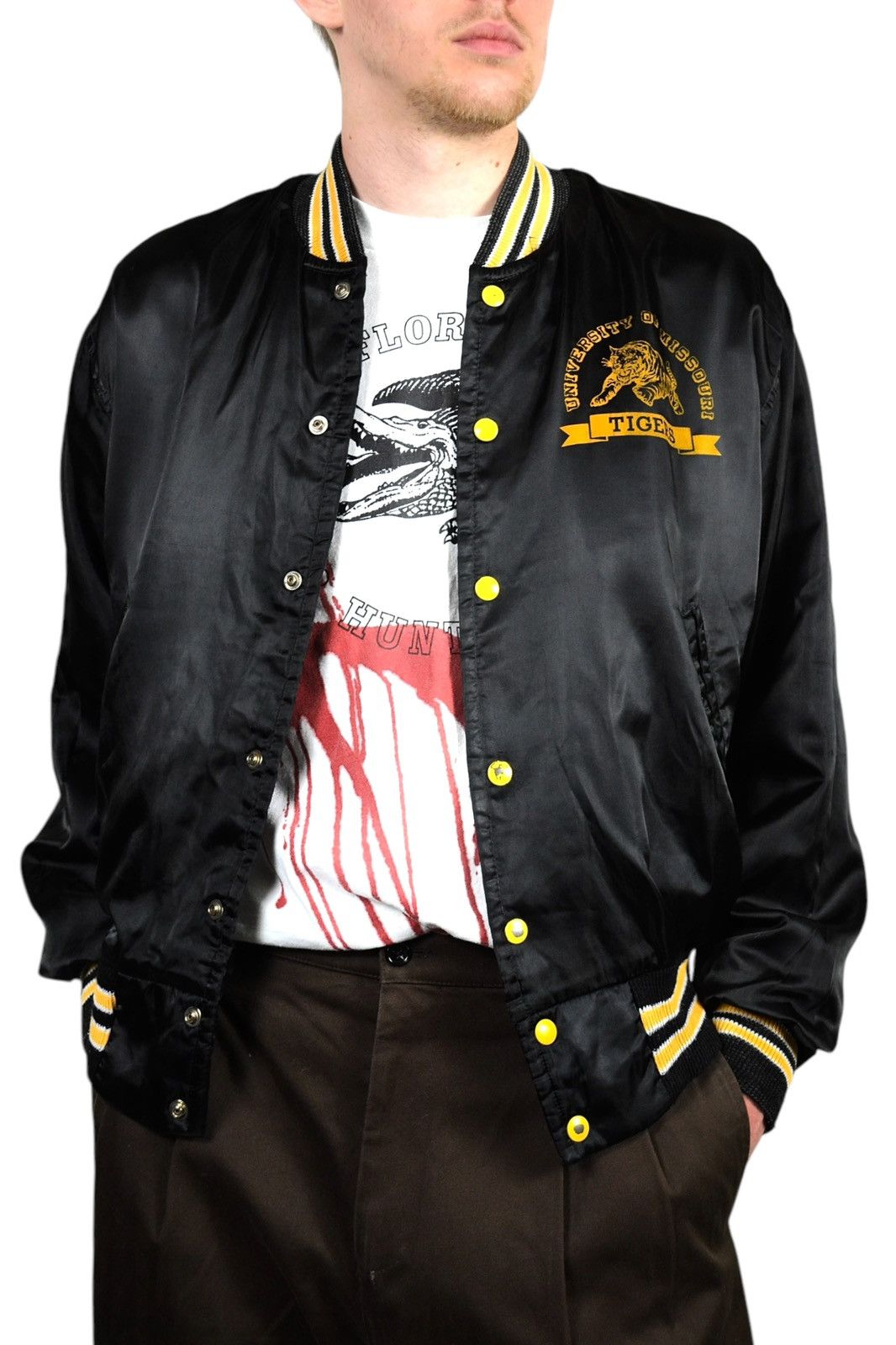 Vintage 80s Vintage Tigers Satin College Nylon Bomber Jacket Size US M / EU 48-50 / 2 - 3 Thumbnail