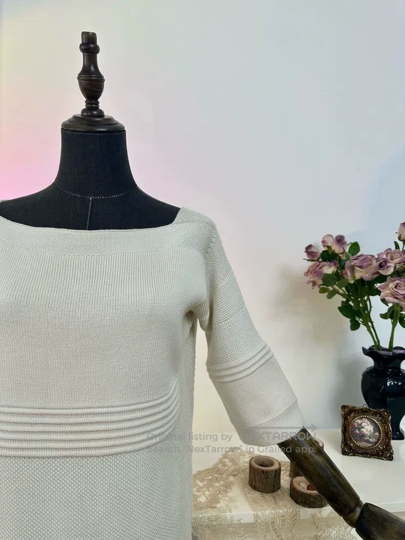 Hermes Hermes Wool and mulberry silk mid-sleeve knitted top - off Size XS / US 0-2 / IT 36-38 - 5 Thumbnail