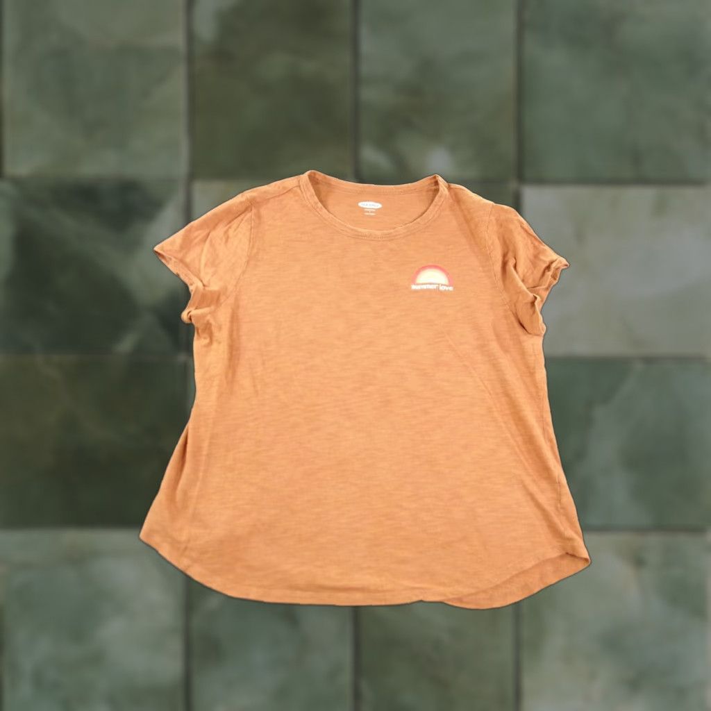 Old Navy OLD NAVY T-Shirt Women Large Brown Solid Casual Short Sleeve Beach Love Size L / US 10 / IT 46 - 1 Thumbnail