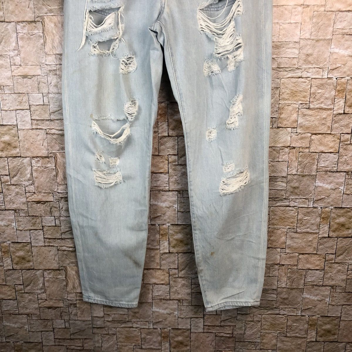 Japanese Brand Forever 21 Blue ripped Distressed Denim Pants #A1004 Size 33" - 6 Thumbnail