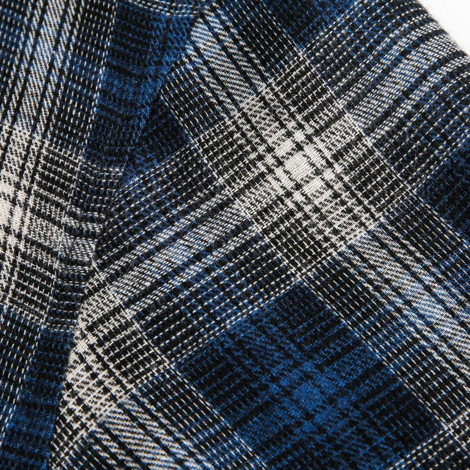 Japanese Brand Blue Black Plaid Hooded Casual Shirt, Button-Up Shirt Size US M / EU 48-50 / 2 - 5 Thumbnail