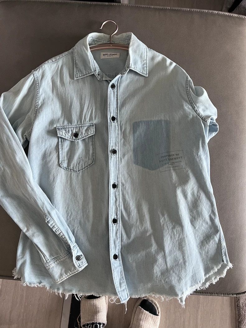 Saint Laurent Paris Saint Laurent ParisBlue Old Denim Shirt 2504-Nextarrow Size US S / EU 44-46 / 1 - 2 Thumbnail