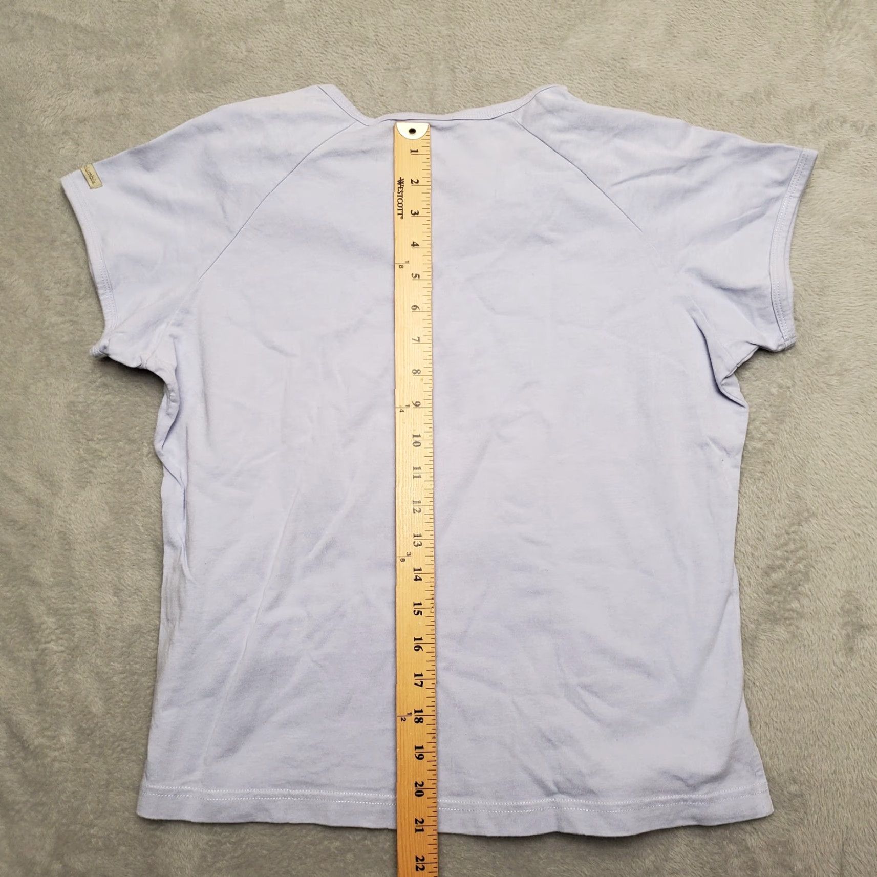 Vintage Columbia Shirt Women L Purple 100% Cotton Short Sleeve Casual Tee Top Size L / US 10 / IT 46 - 7 Thumbnail