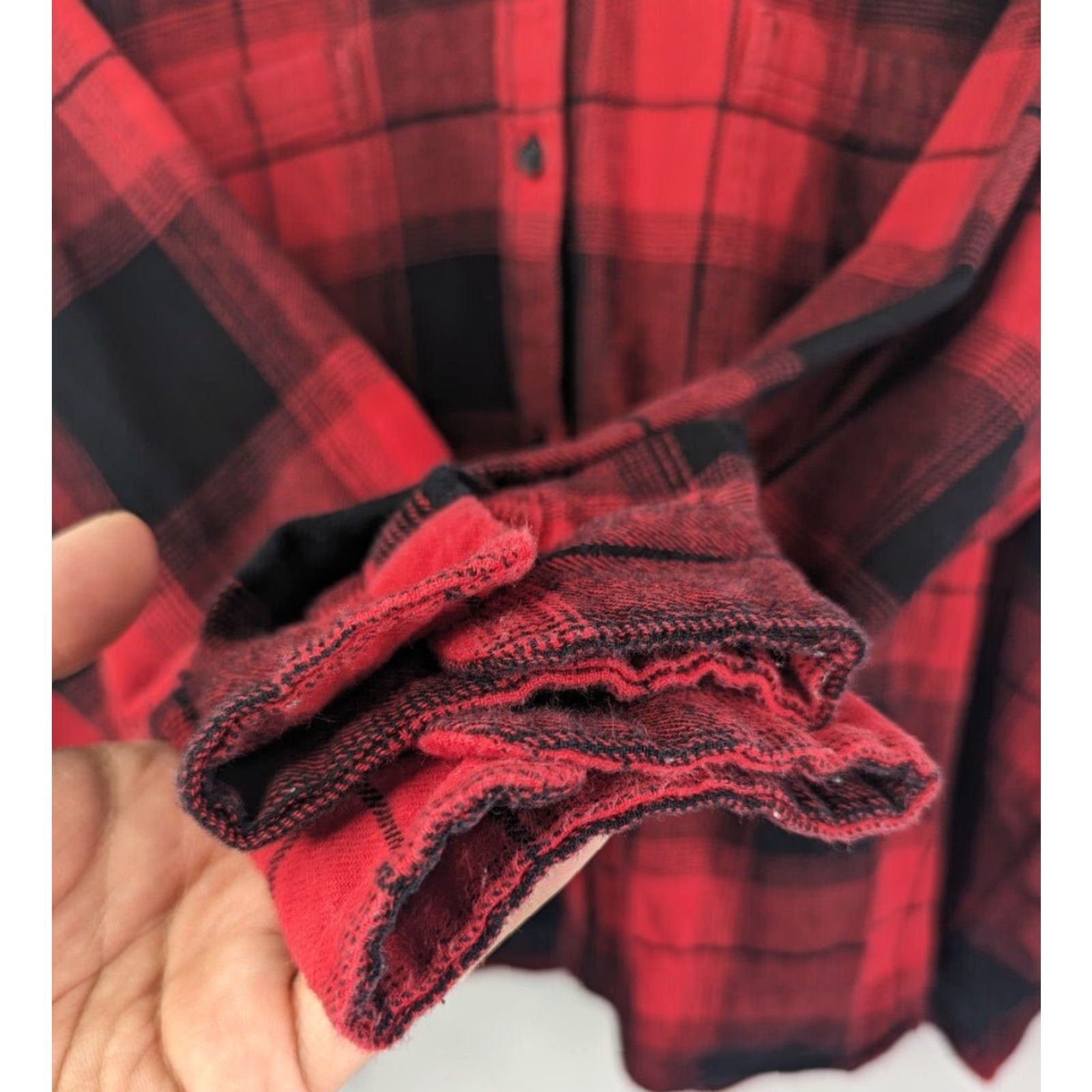 Old Navy VINTAGE Old Navy Plus Cropped Red Buffalo Check Flannel Boyfriend Shirt For Women's 2XL Size XXL / US 16-18 / IT 52-54 - 2 Thumbnail
