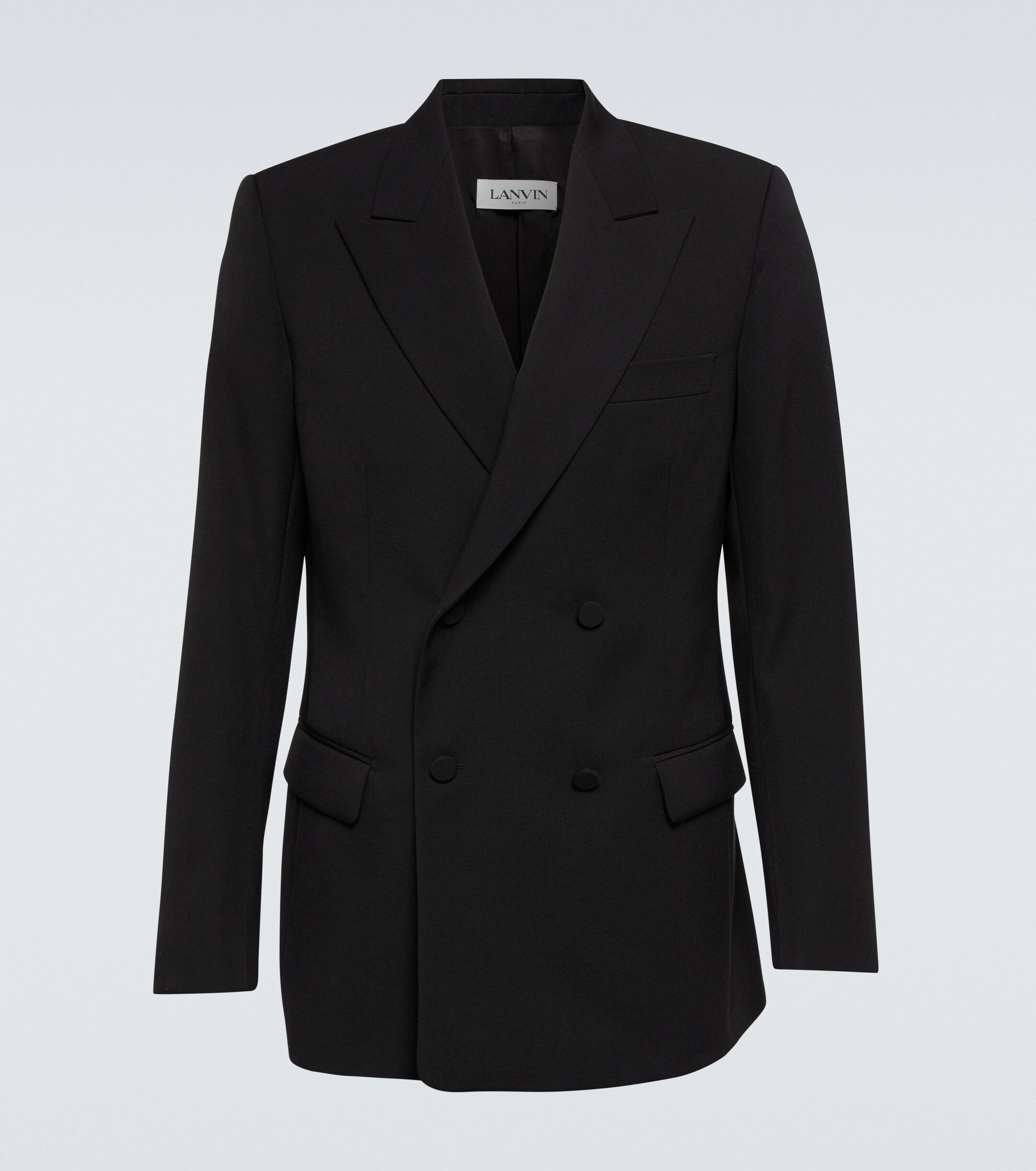 Lanvin o1y0225 Double-Breasted Blazer in Black Size US L / EU 52-54 / 3 - 1 Thumbnail
