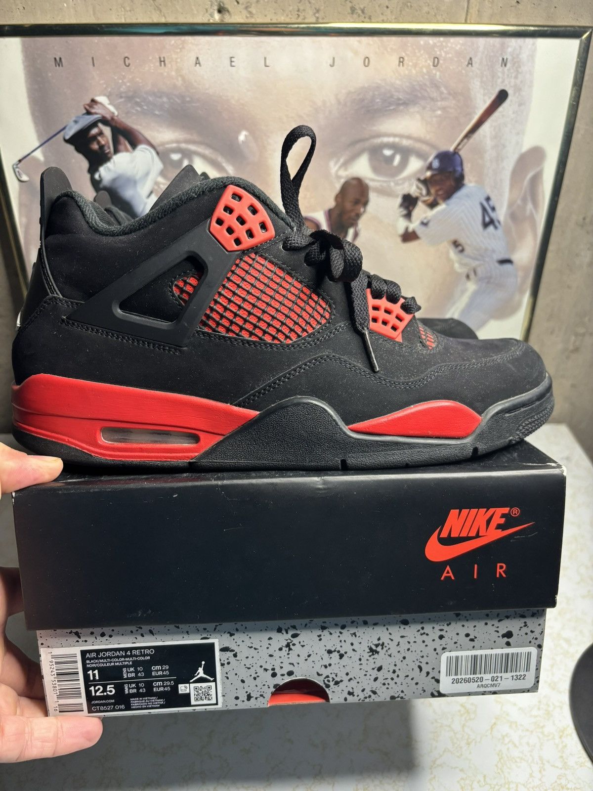 Jordan Brand Jordan Retro 4 ‘red thunder’ Size US 11 / EU 44 - 1 Thumbnail