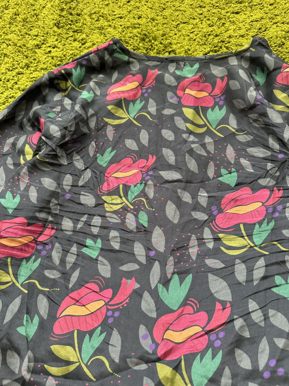 Designer Gudrun Sjoden 100% silk avant garde floral pattern blouse Size M / US 6-8 / IT 42-44 - 6 Thumbnail