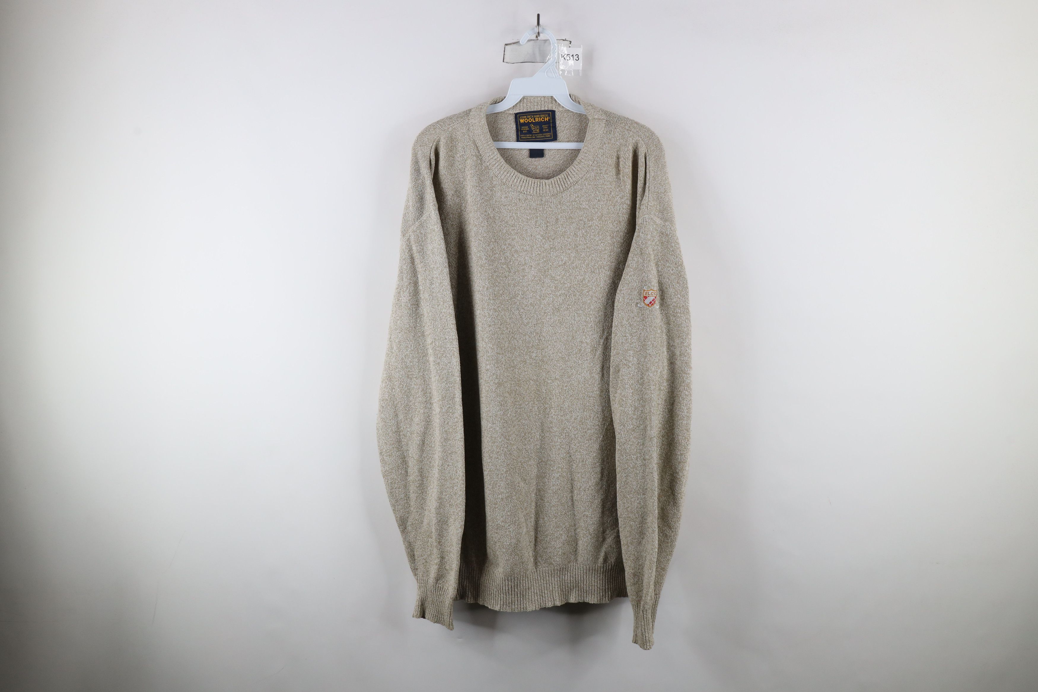 Vintage × Woolrich Woolen Mills Vintage 90s Woolrich Knit Crewneck Sweater Oatmeal Brown Size US XL / EU 56 / 4 - 1 Thumbnail
