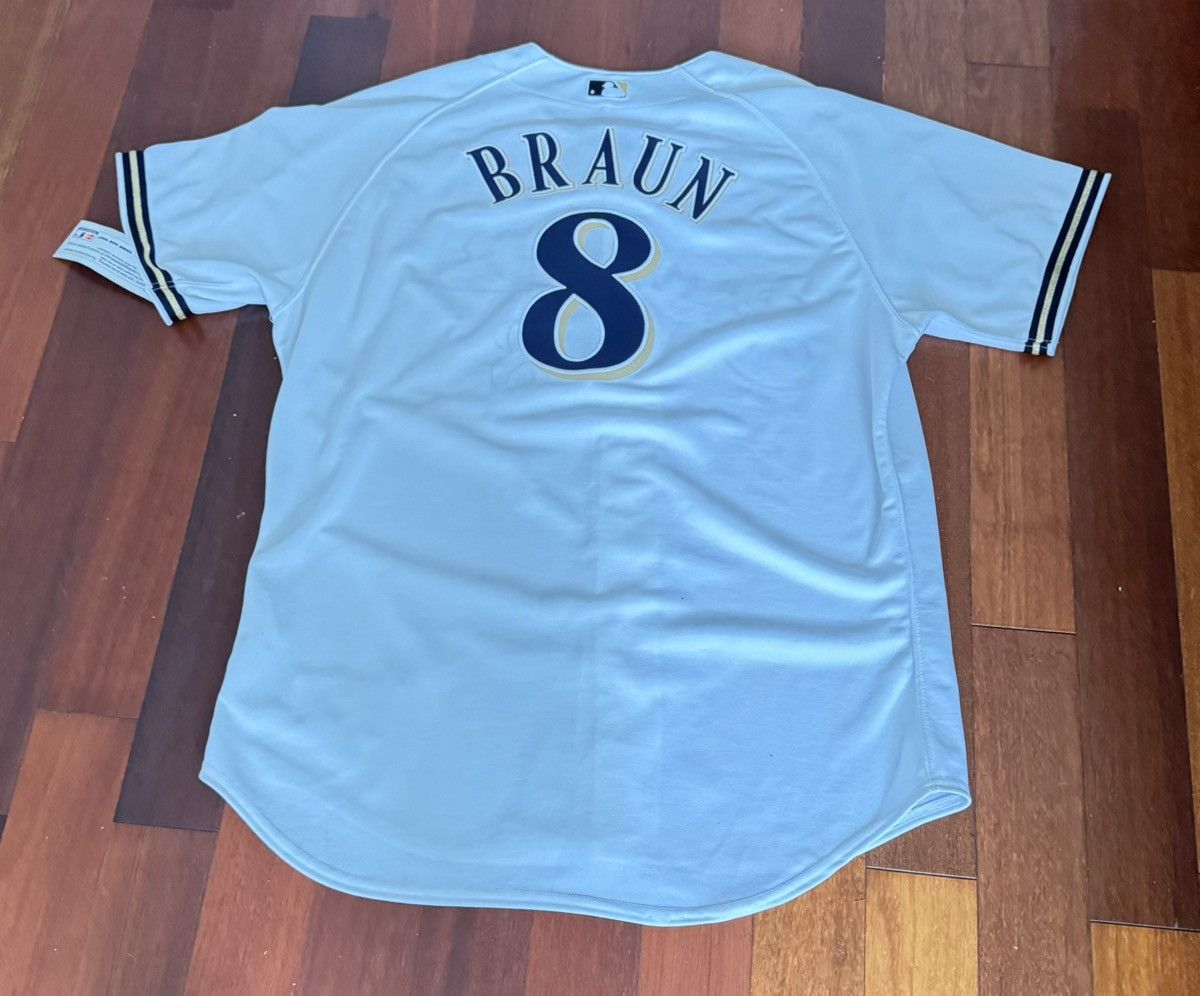 Majestic Ryan Braun Milwaukee Brewers MLB Stitched Jersey Size US XXL / EU 58 / 5 - 6 Thumbnail