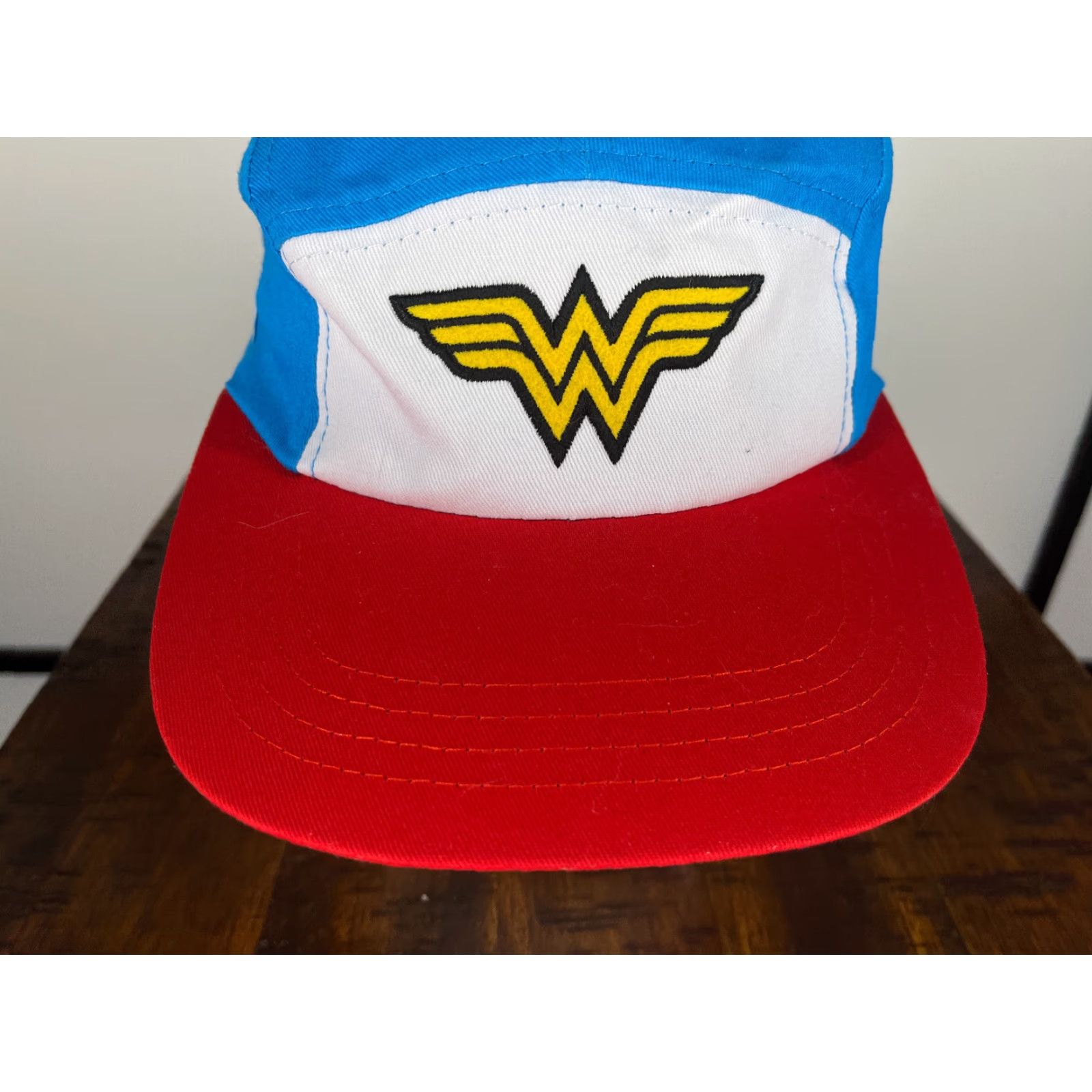 Vintage Wonder Woman Hat Cap Strap Back Adult One Size Blue Red 100% Cotton 5 Panel DC Comics Size ONE SIZE - 3 Thumbnail