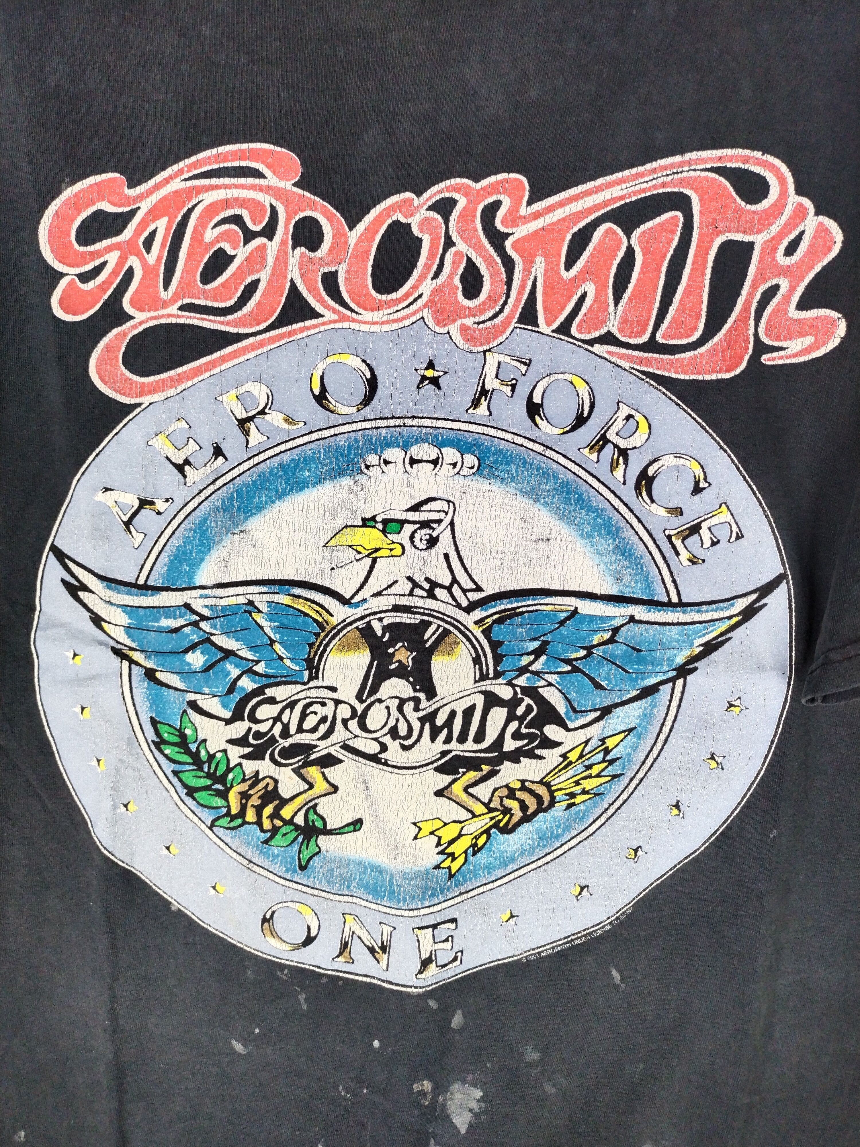Aerosmith 00's Vintage Aerosmith Aero Force One Distressed Sun Faded Size US M / EU 48-50 / 2 - 3 Thumbnail