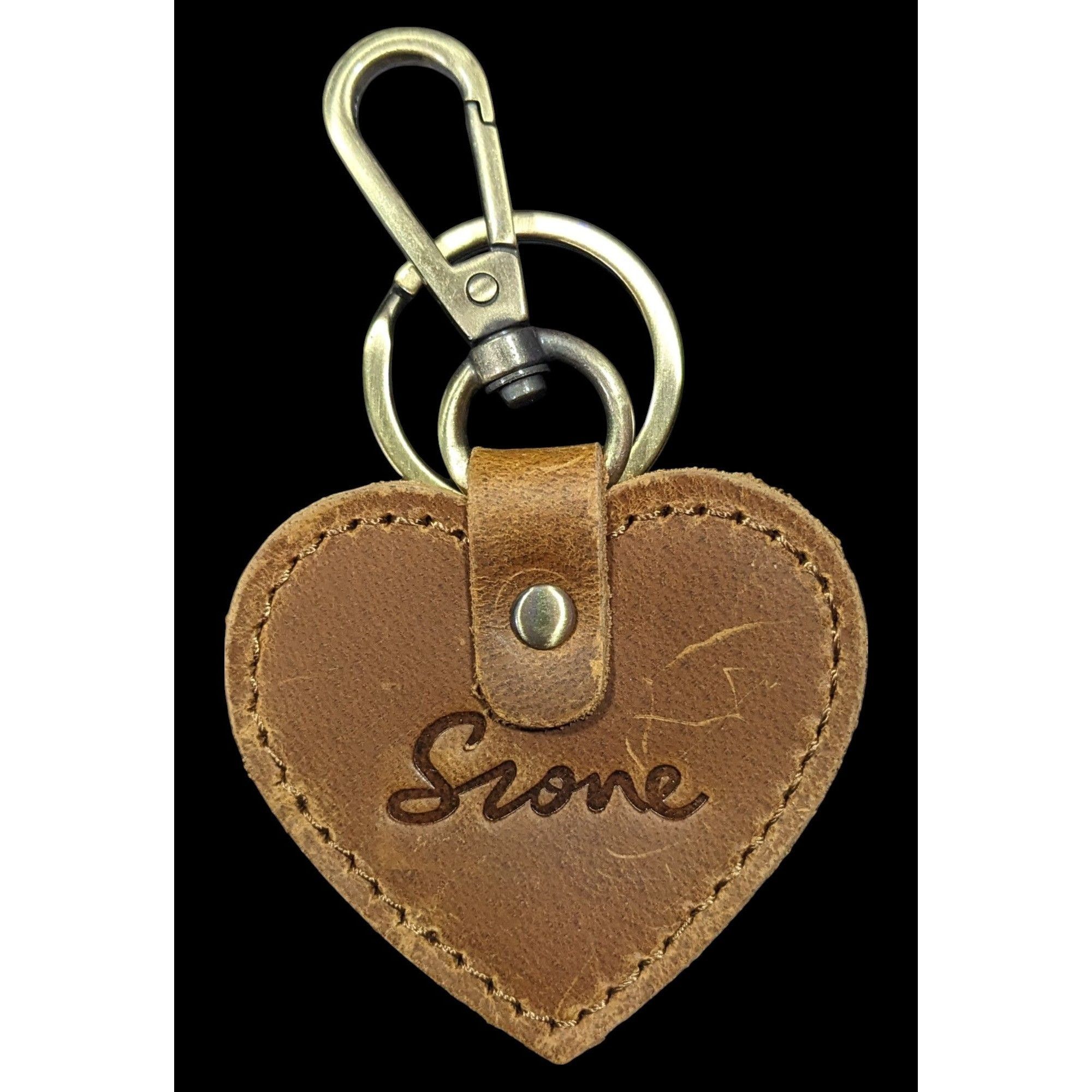 Other S-Zone Brown Leather Heart Shaped Keychain Size ONE SIZE - 1 Thumbnail