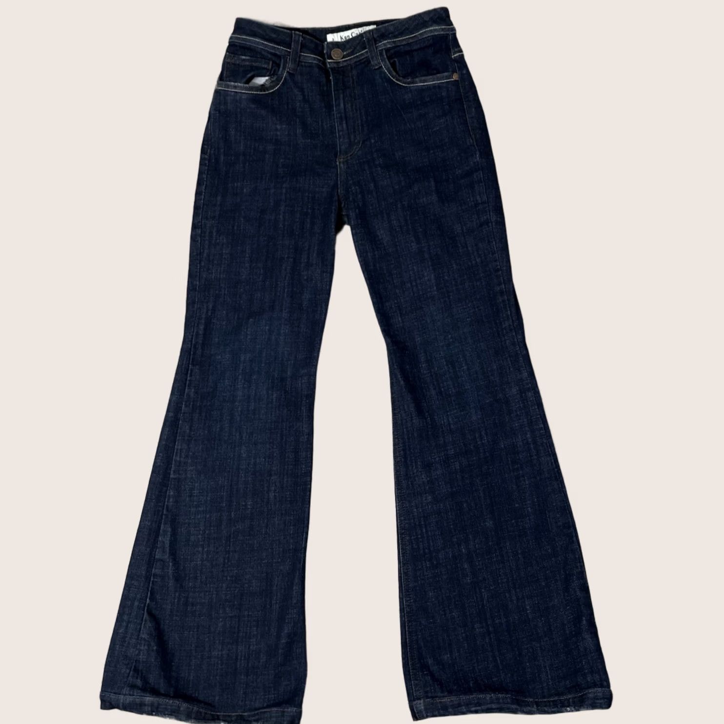 Vintage Kancan Jeans Womens Size 3 Dark Wash Flare Stretch Comfort Denim Jeans Women 5-Pocket 28in Inseam Size 26" / US 2 / IT 38 - 1 Thumbnail