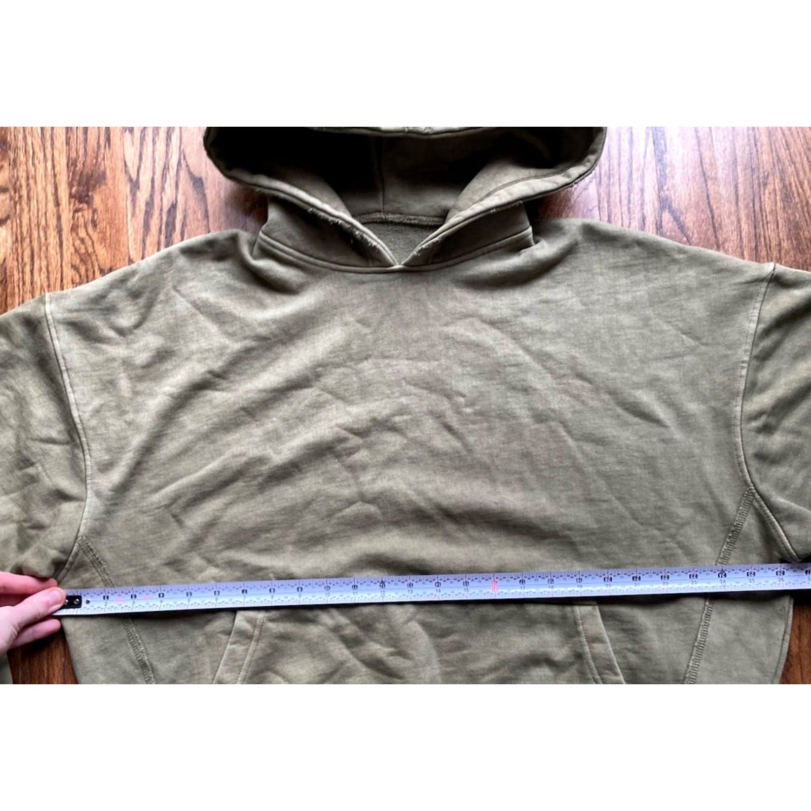 Zara ZARA Hoodie Mens Size M Oversized Olive Green Sweatshirt Boxy Distressed Hooded Pockets All Seasons Casual Pullover Size US M / EU 48-50 / 2 - 5 Thumbnail