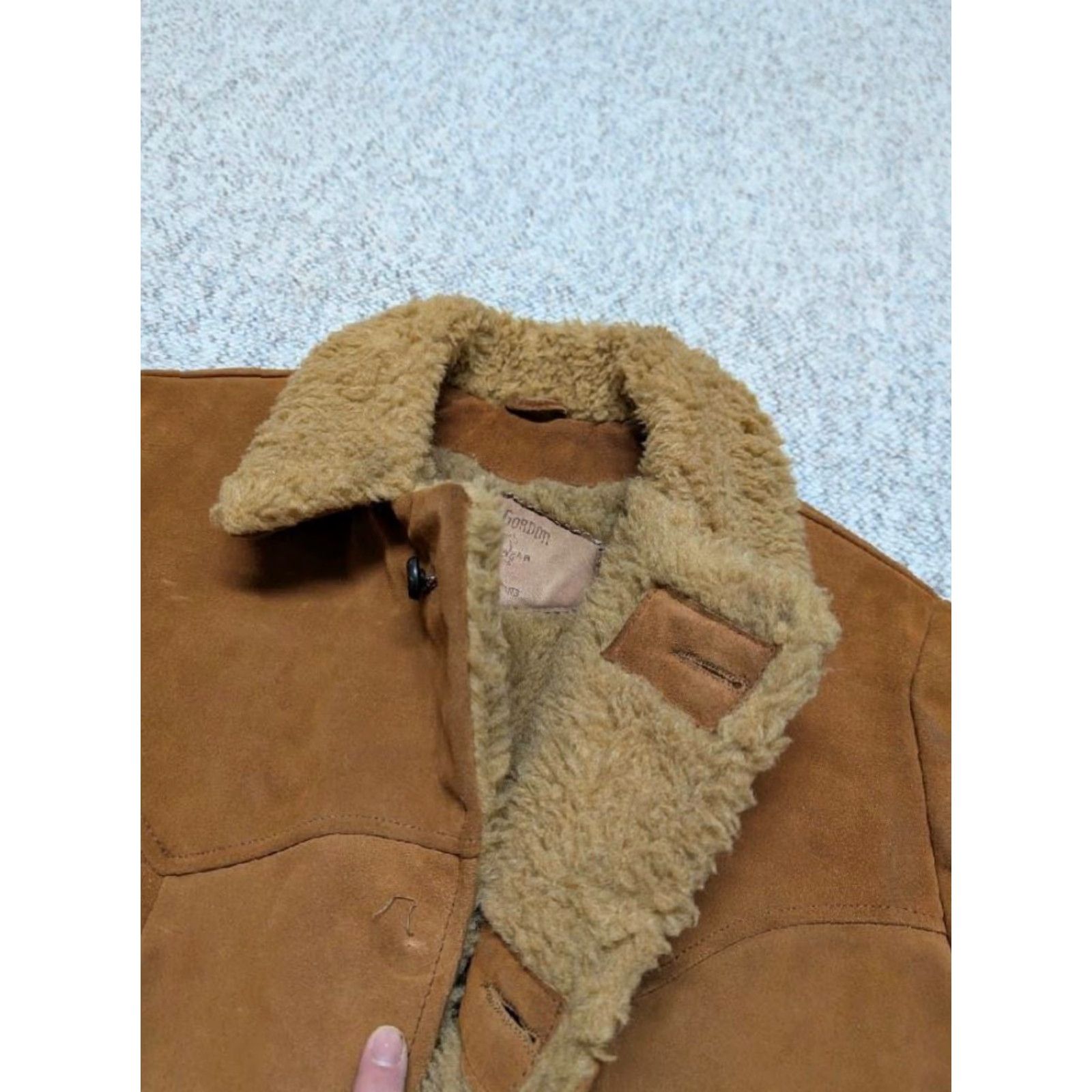 Vintage VINTAGE Gary Gordon leather coat Jacket Men 42 Brown Split-Suede Cowhide Sherpa Southwestern 90s Mens Size US M / EU 48-50 / 2 - 6 Thumbnail