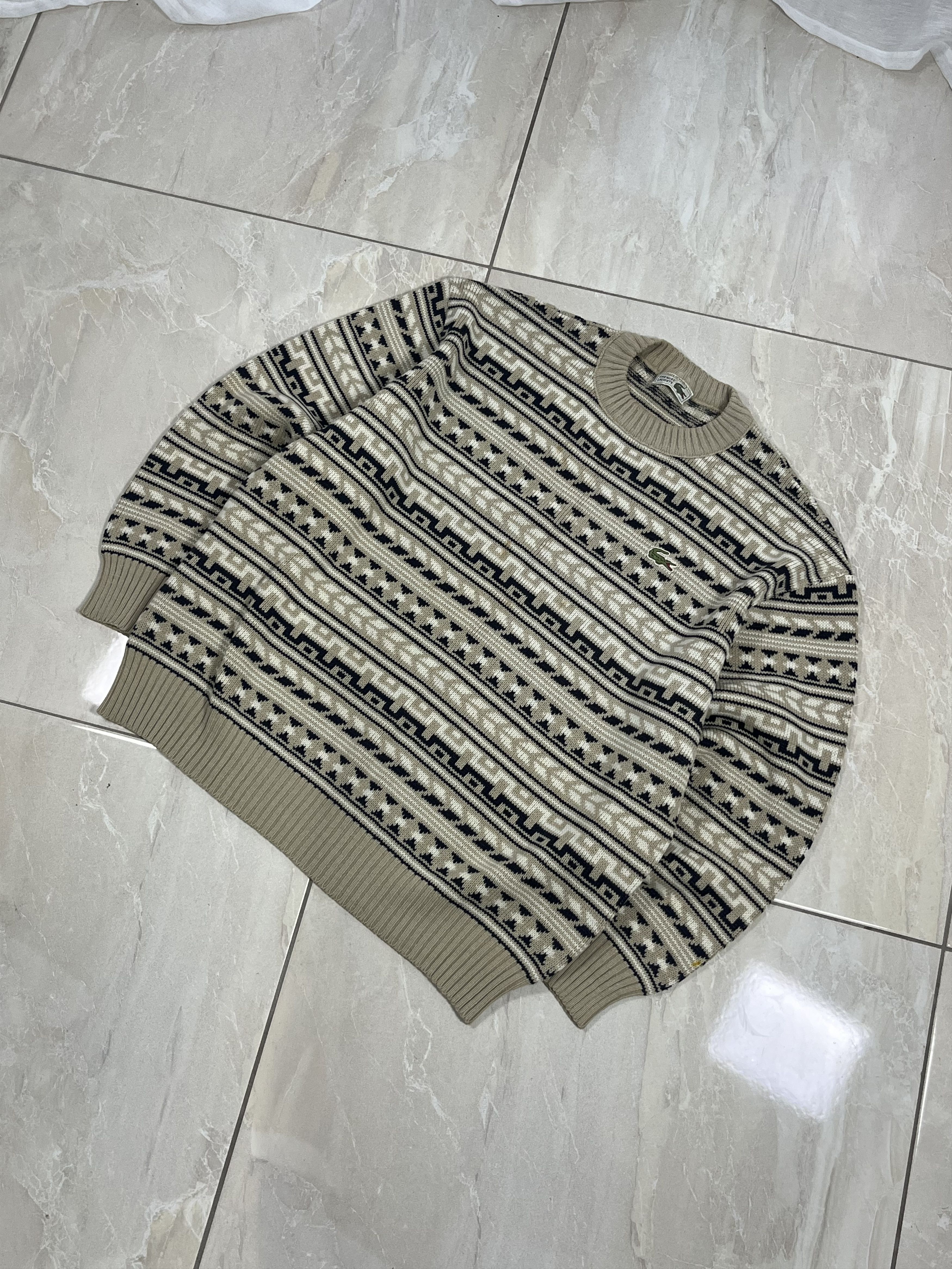 Lacoste Vintage Knitwear Lacoste Monogram 00SS MADE IN FRANCE Beige Size US L / EU 52-54 / 3 - 2 Thumbnail