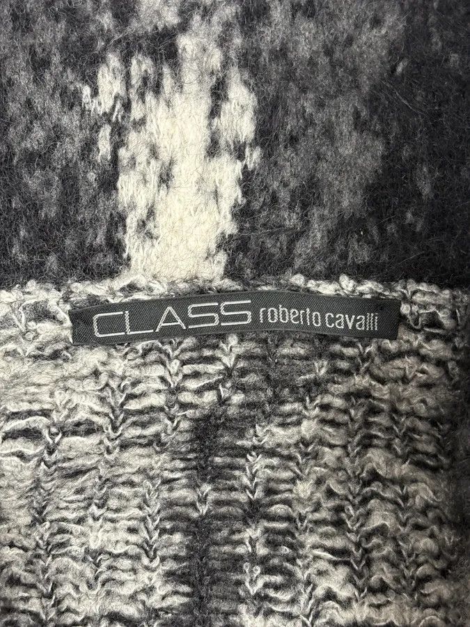 Roberto Cavalli 2000s Roberto Cavalli Grey & Black Wool Mohair Cardigan Size XS / US 0-2 / IT 36-38 - 8 Thumbnail